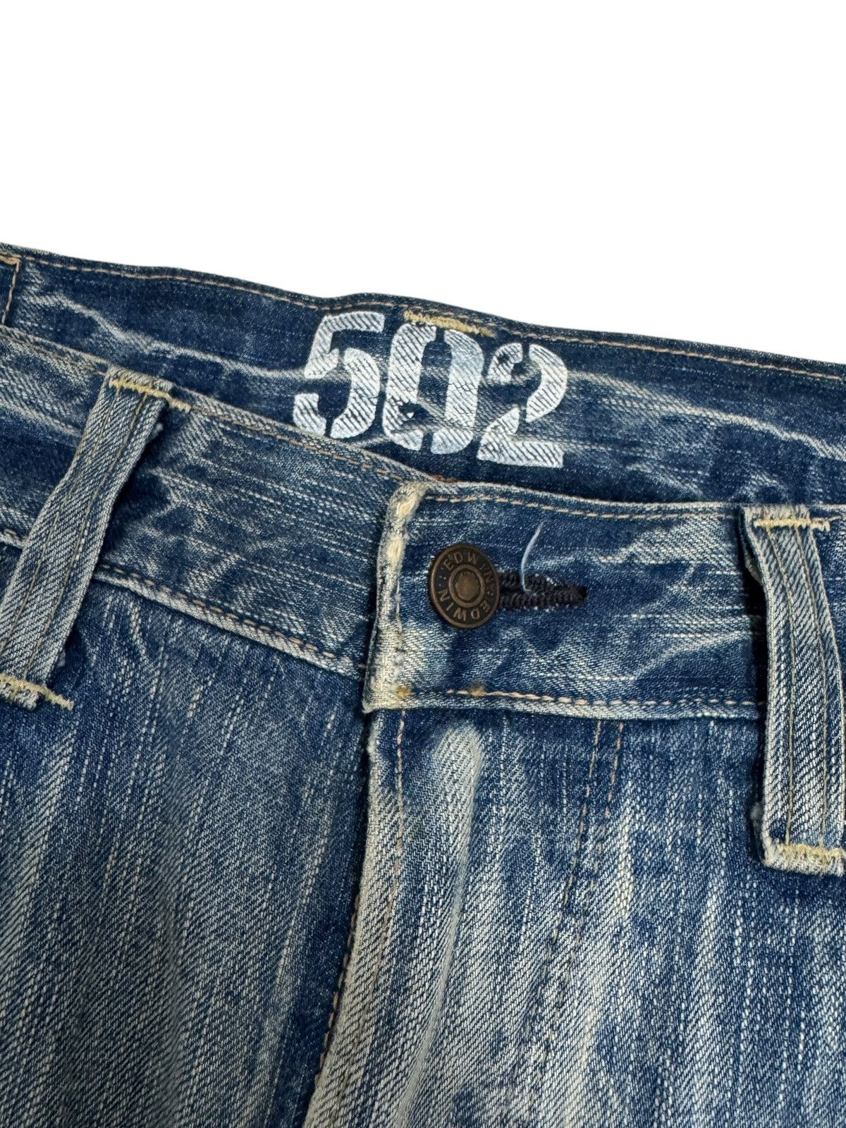 Edwin × Japanese Brand VINTAGE EDWIN 502 SUN FADED CLAWS MARKS DISTRESSED DENIM Size US 34 / EU 50 - 9 Thumbnail
