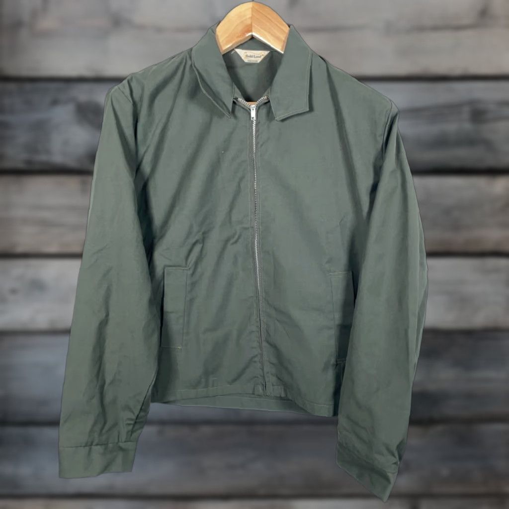 Vintage Vintage Gold Leaf Men's Large Green 60s Simco Boxy Fit Work Jacket Zip Front Full Lightweight Pockets Unlined USA Made Size US L / EU 52-54 / 3 - 1 Thumbnail