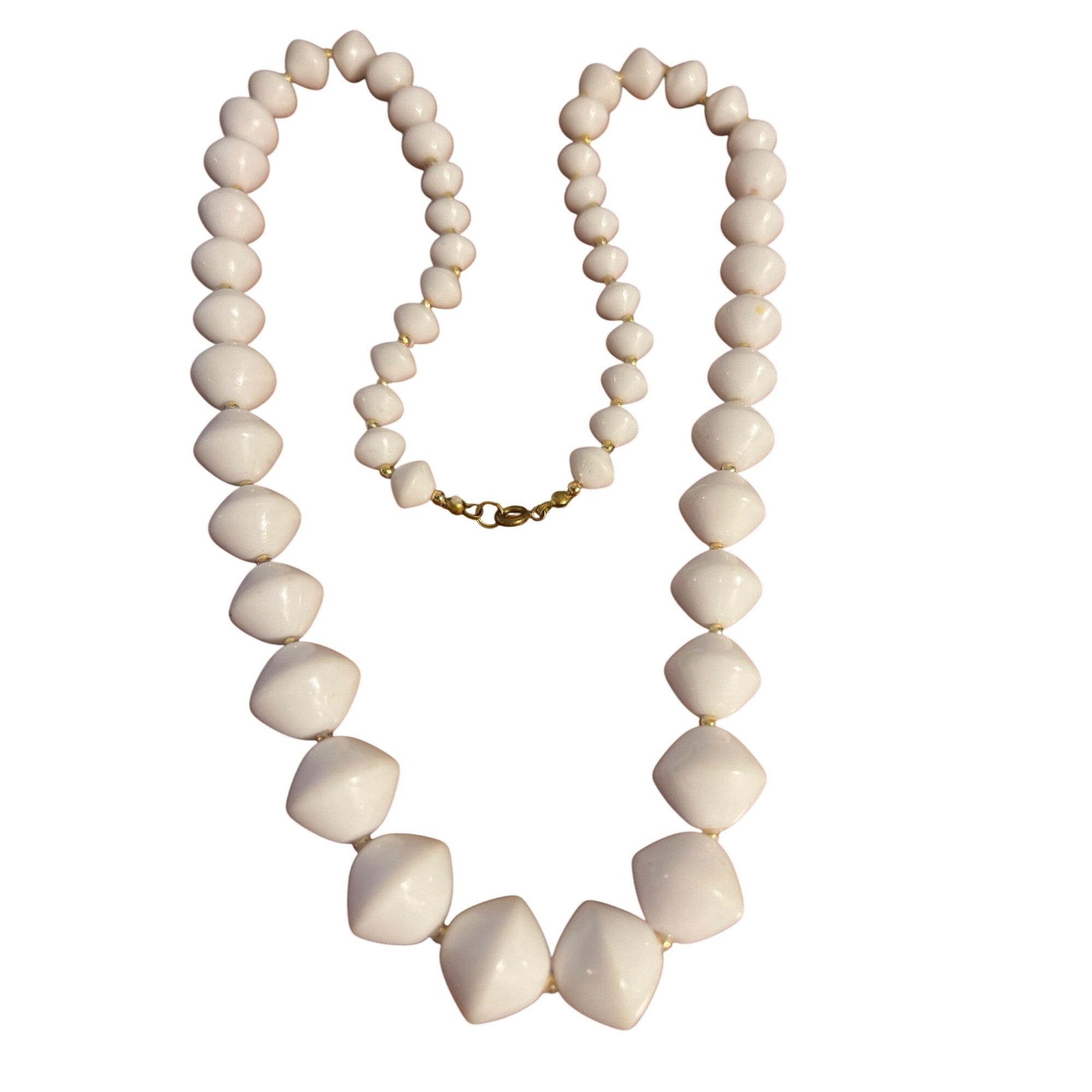 Other Vintage White Bead Necklace Gold Accents Graduated Spring Ri Size ONE SIZE - 1 Thumbnail