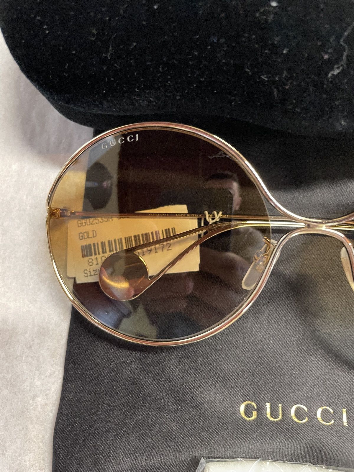 Gucci Gucci GG 0253S 005 Shiny Endura Gold Metal Round Sunglasses Size ONE SIZE - 4 Thumbnail
