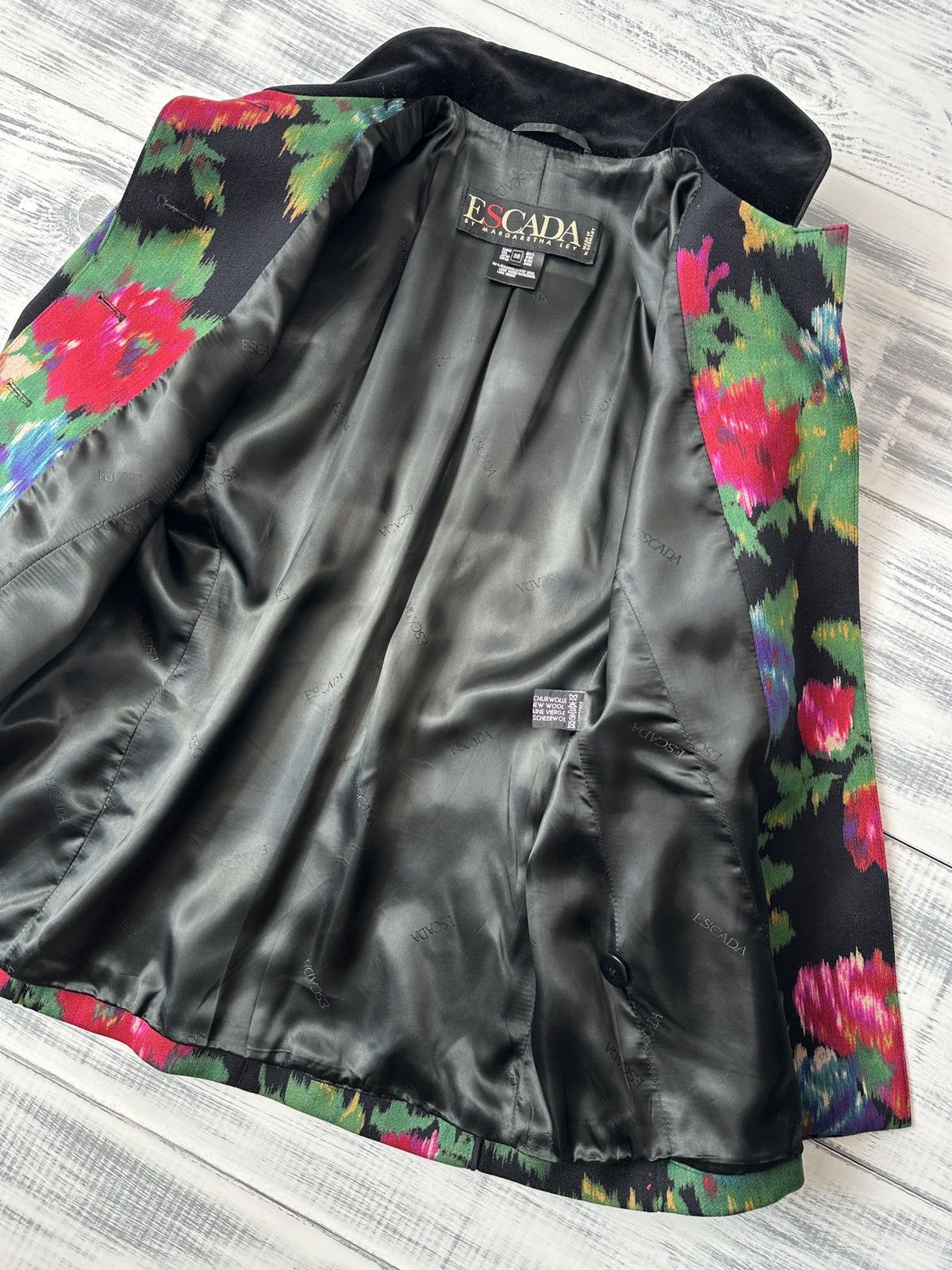Escada Vintage ESCADA Margaretha Ley Floral Wool Blazer Jacket Size XS / US 0-2 / IT 36-38 - 10 Thumbnail
