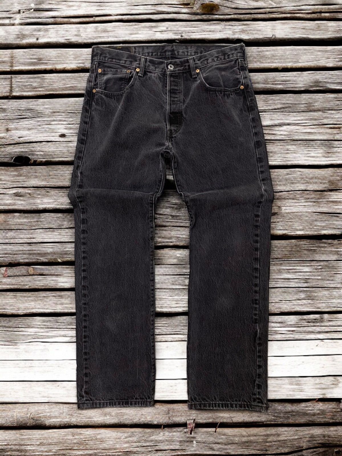 LVC × Levi's × Vintage Vintage Levis 501 faded super black distressed jeans pants Size US 34 / EU 50 - 2 Thumbnail