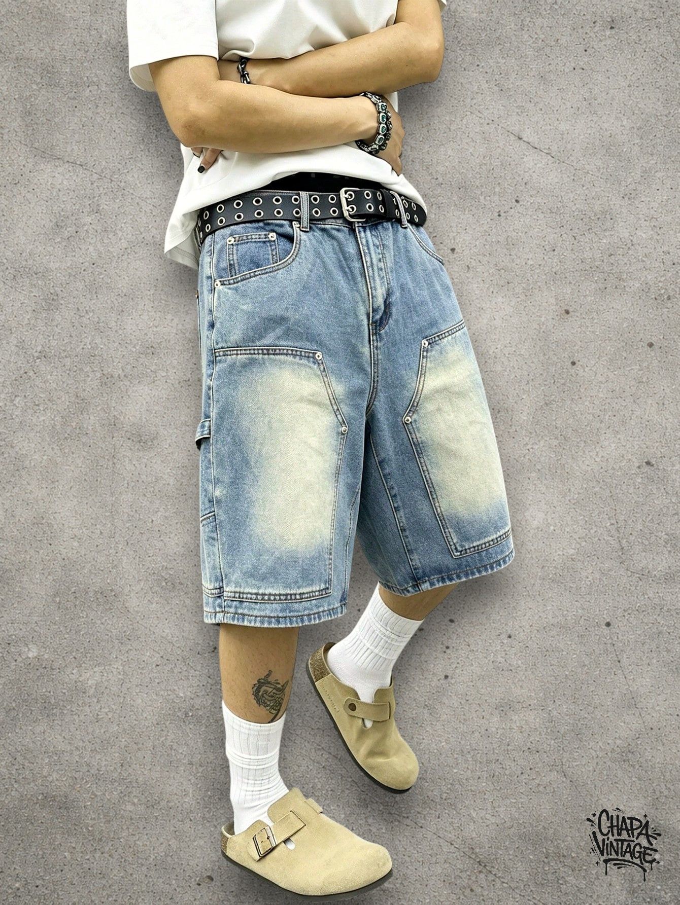 Japanese Brand Washed denim work shorts Size US 32 / EU 48 - 2 Thumbnail