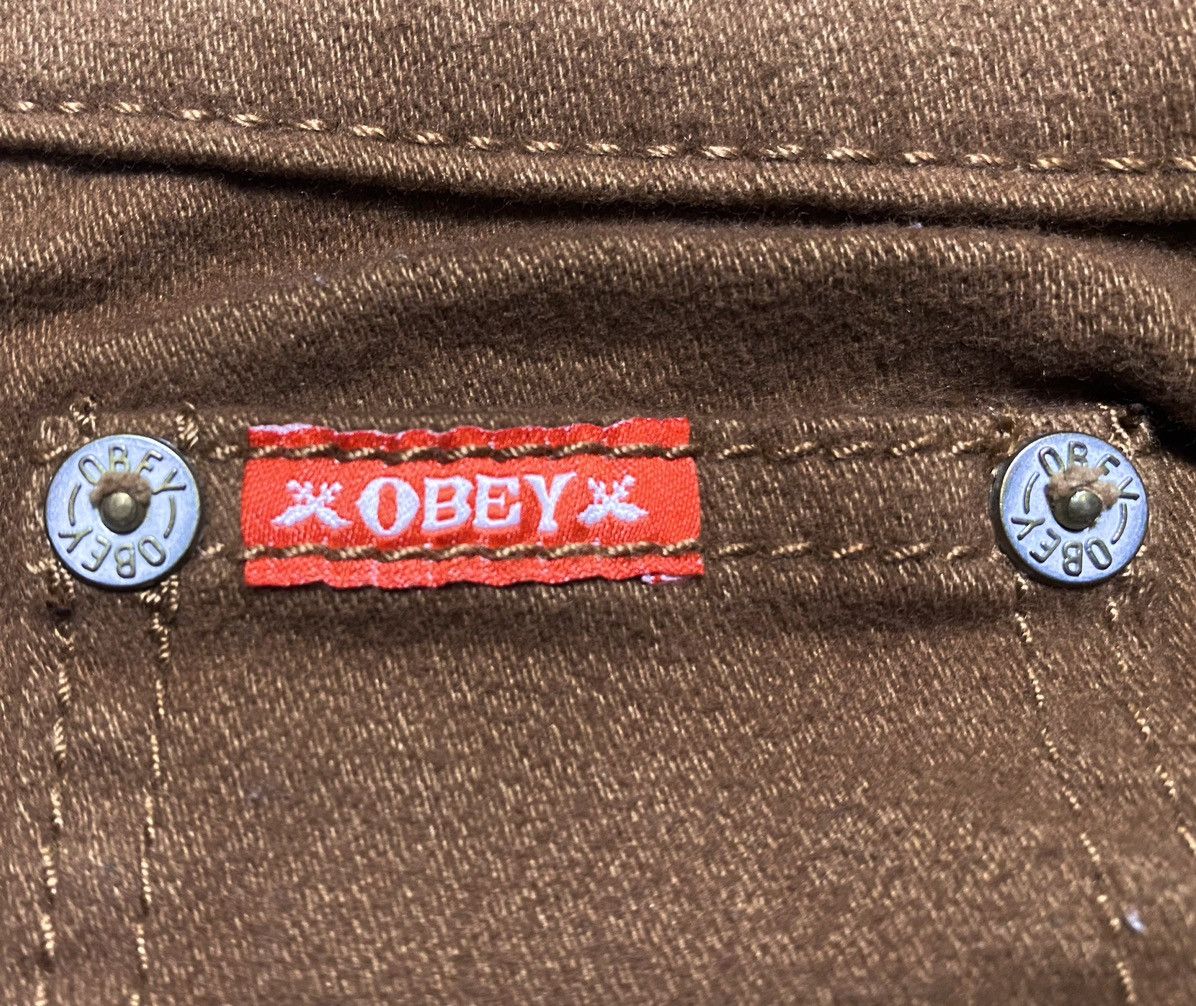 Obey × Shepard Fairey Obey Propaganda Brown Stretch Cotton Casual Trousers Pants Size US 32 / EU 48 - 10 Thumbnail