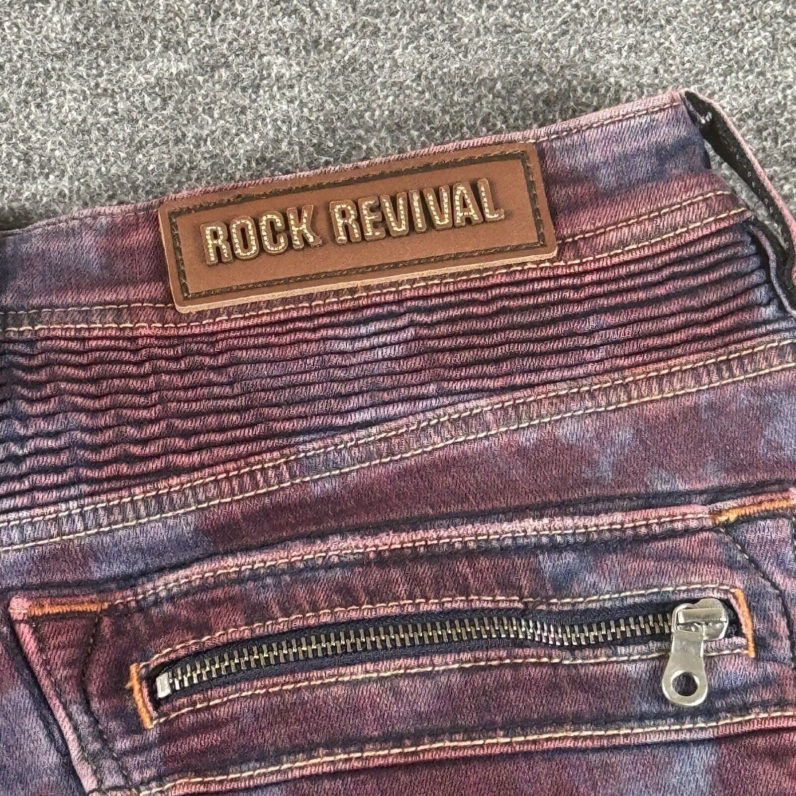 Rock Revival Rock Revival Elroy Skinny Moto Mens Acid Wash Size 36 X 34 Size US 36 / EU 52 - 2 Thumbnail