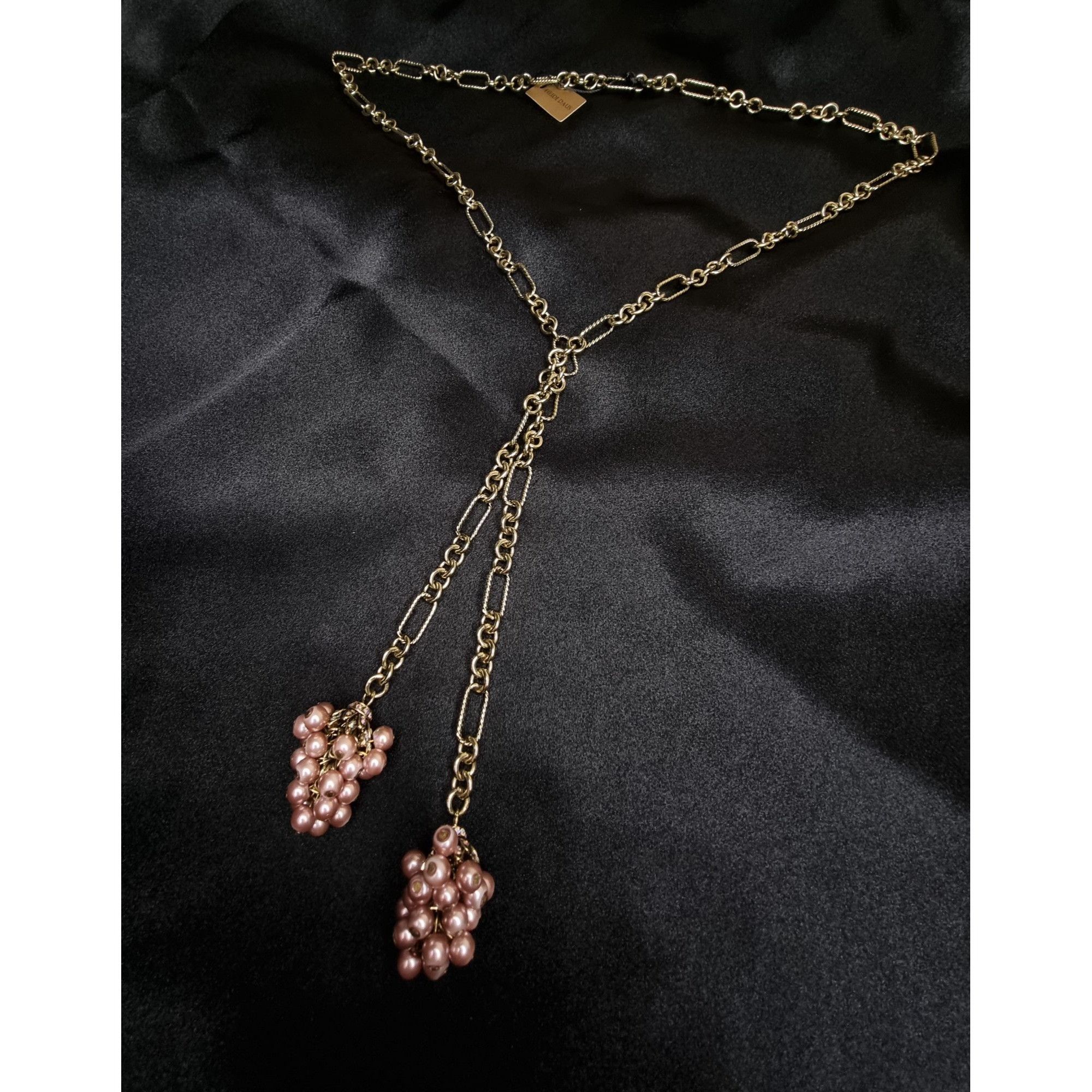 Vintage Heidi Daus Long Gold-Tone Necklace With Pink Pearl Cluster P Size ONE SIZE - 1 Thumbnail
