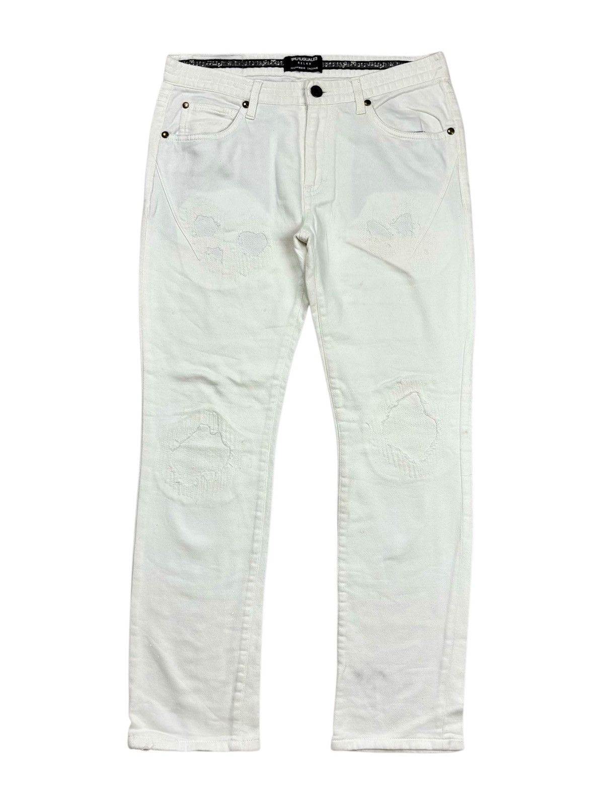 Number (N)ine Number Nine 1PIUGUALE - White Crash Sweat Pants Size US 29 - 1 Thumbnail