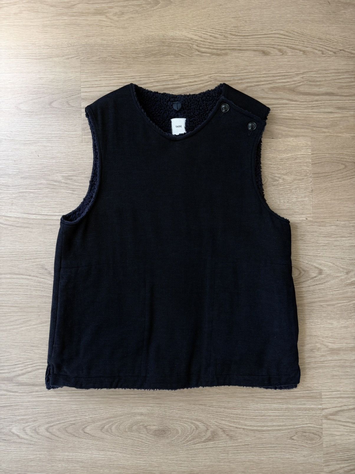 Ts(S) Indigo Cotton Viscose Faux Fur Lined Over Vest Japan Size US L / EU 52-54 / 3 - 1 Thumbnail