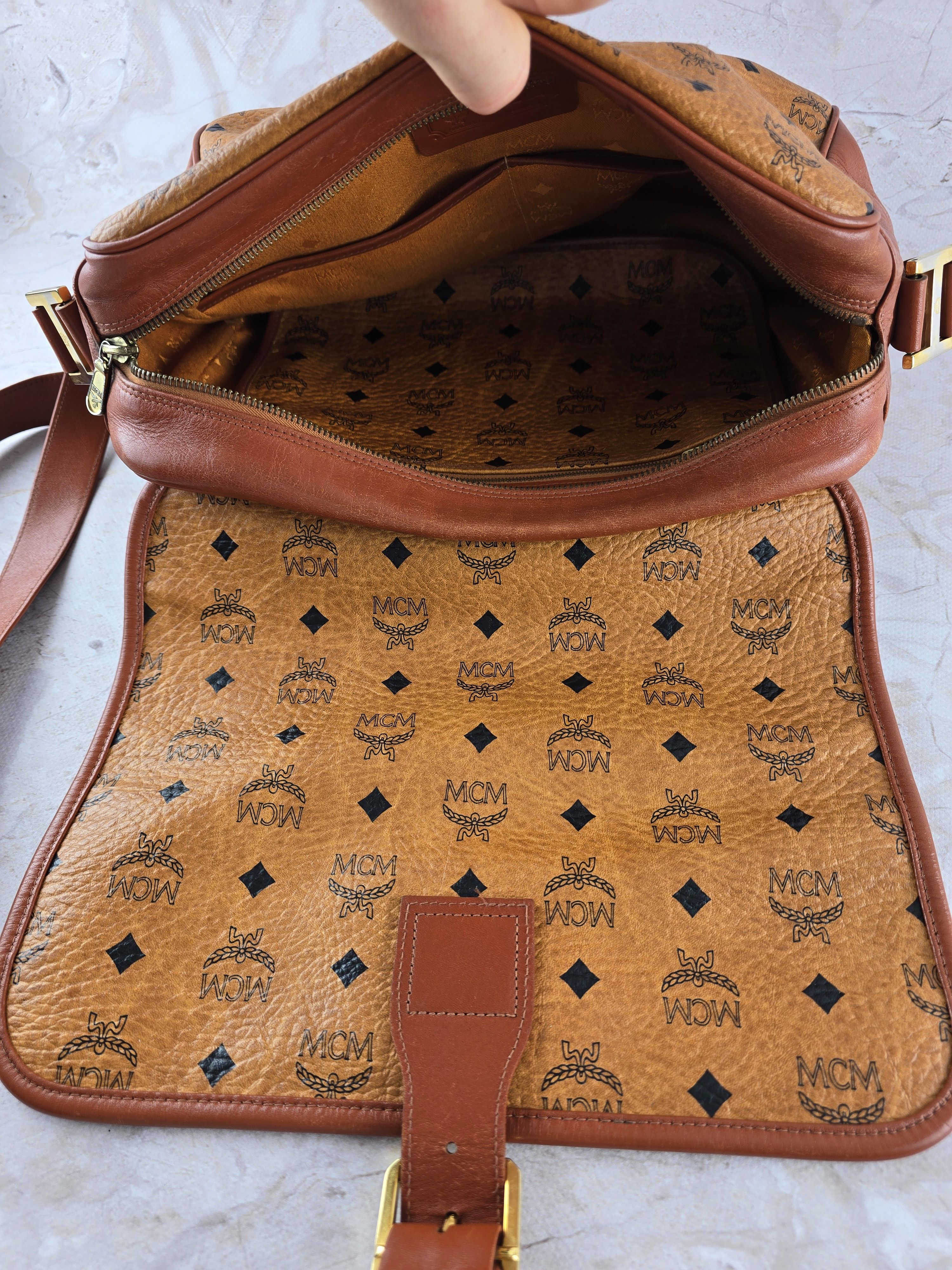 MCM MCM Satchel Bag Vintage Cognac Monogram leather Size ONE SIZE - 5 Thumbnail