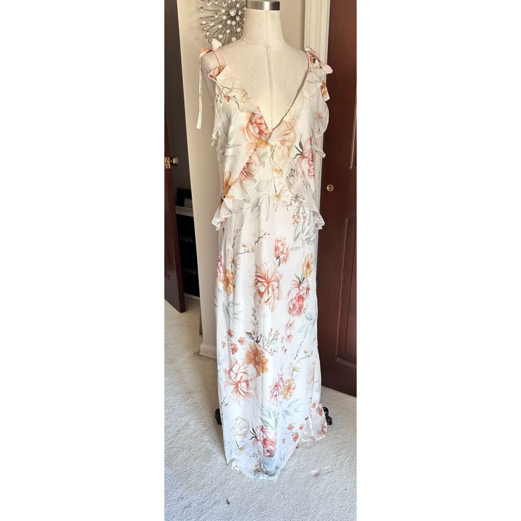 Christian Lacroix NWT Christian Lacroix Floral Long Ruffle Dress Sz M Size M / US 6-8 / IT 42-44 - 1 Thumbnail