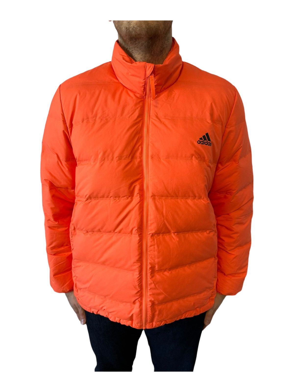 Image of Adidas Helionic 3-Stripes Training Ladies Puffer Jacket in Orange, Women's (Size 2XL)