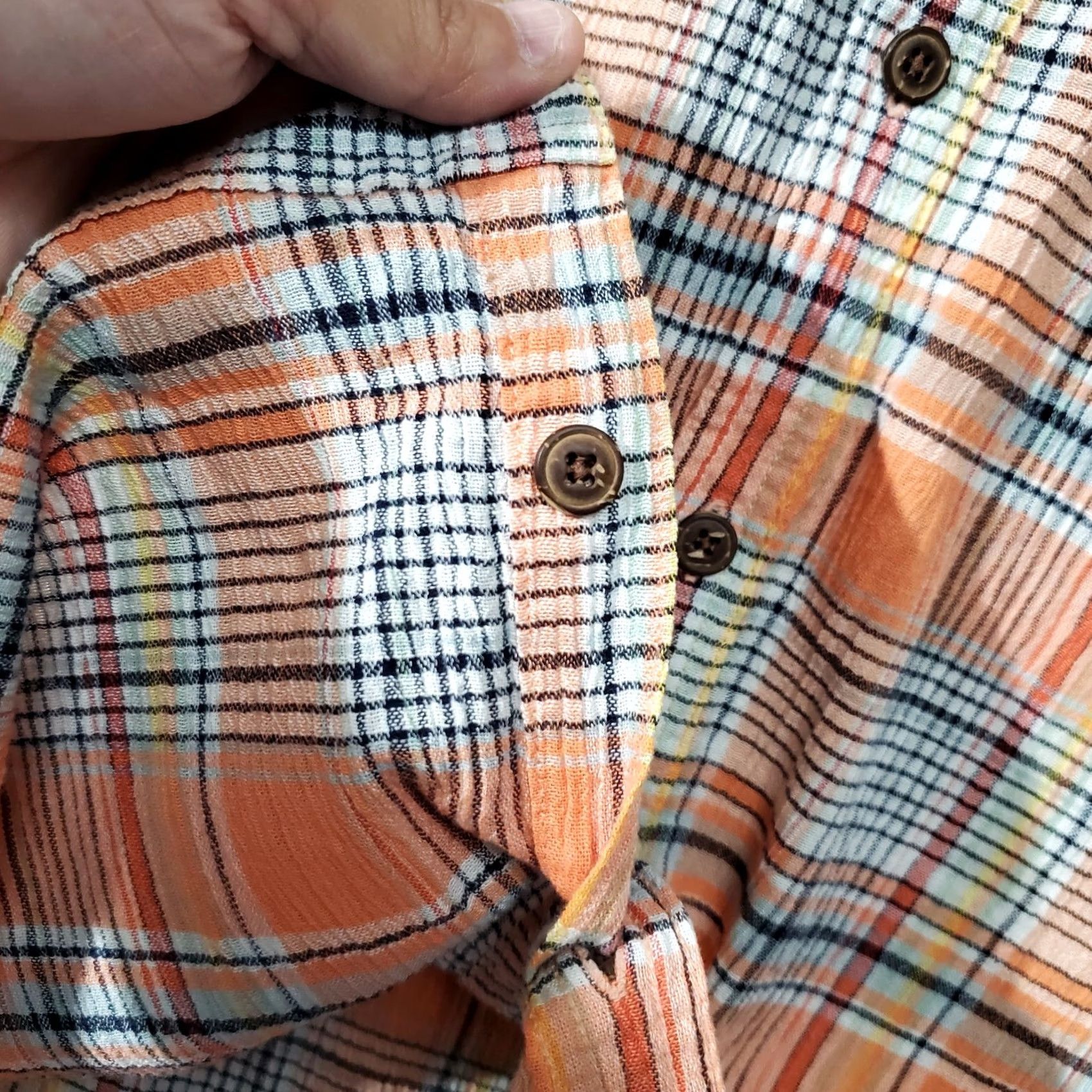 Patagonia Patagonia Shirt Mens Large Orange Plaid Textured Short Sleeve Outdoor Hiking Shirt Size US L / EU 52-54 / 3 - 7 Thumbnail