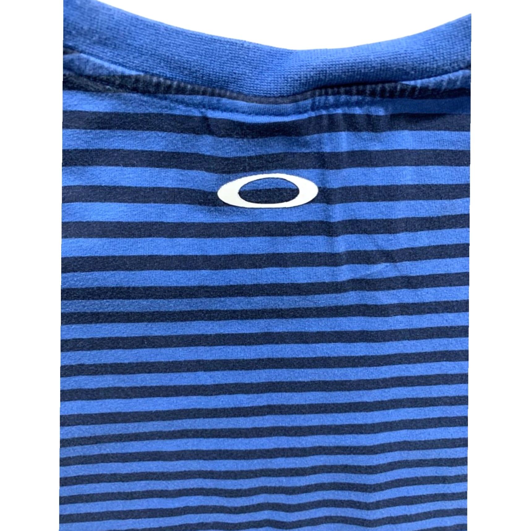 Oakley VINTAGE? No. Just: Oakley Shirt Mens Large Blue Stripes Logo Custom Fit Short Sleeve Size US L / EU 52-54 / 3 - 6 Thumbnail