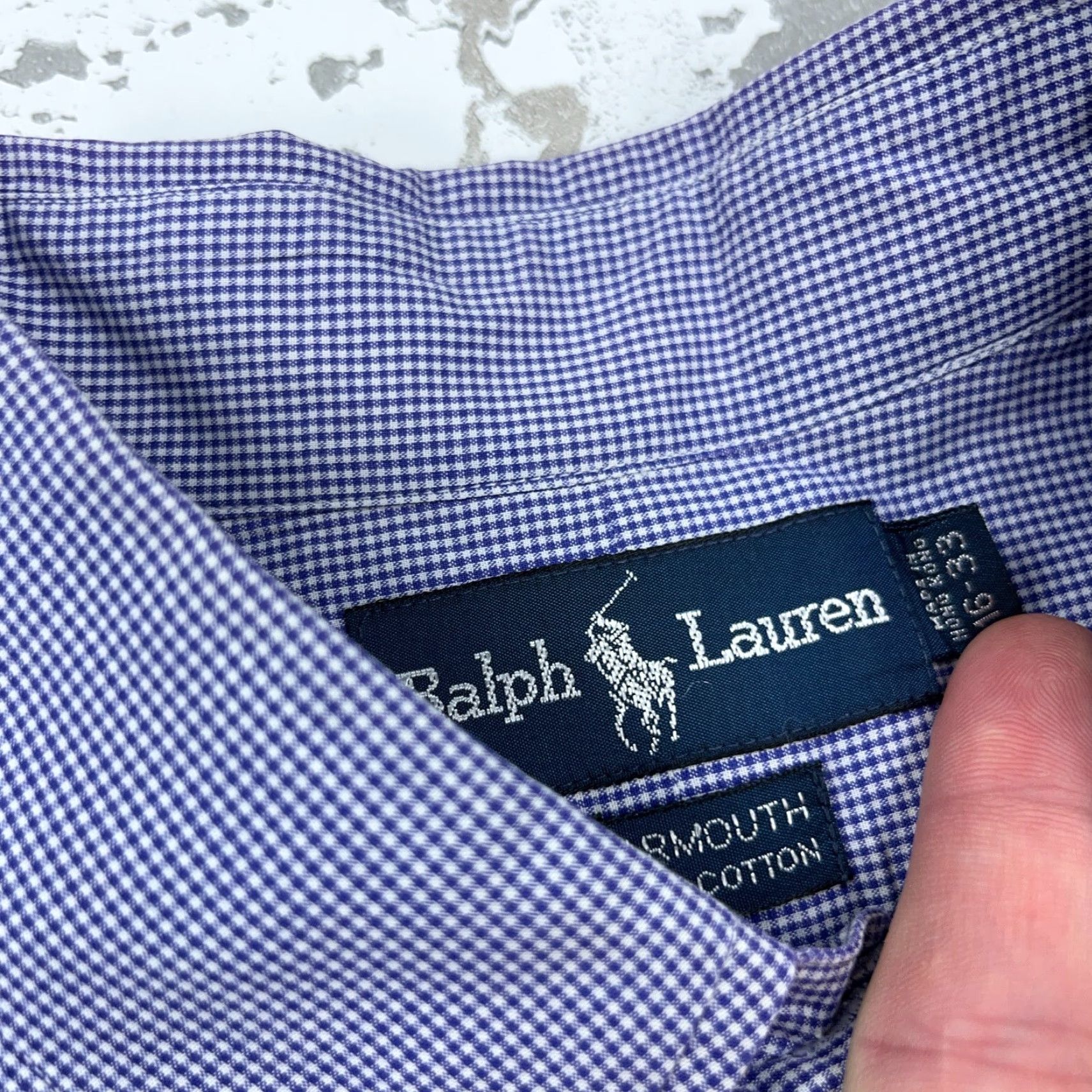 Ralph Lauren Ralph Lauren Shirt Men 16 33 Blue Button Up Yarmouth Mini Check Size 42R - 4 Thumbnail