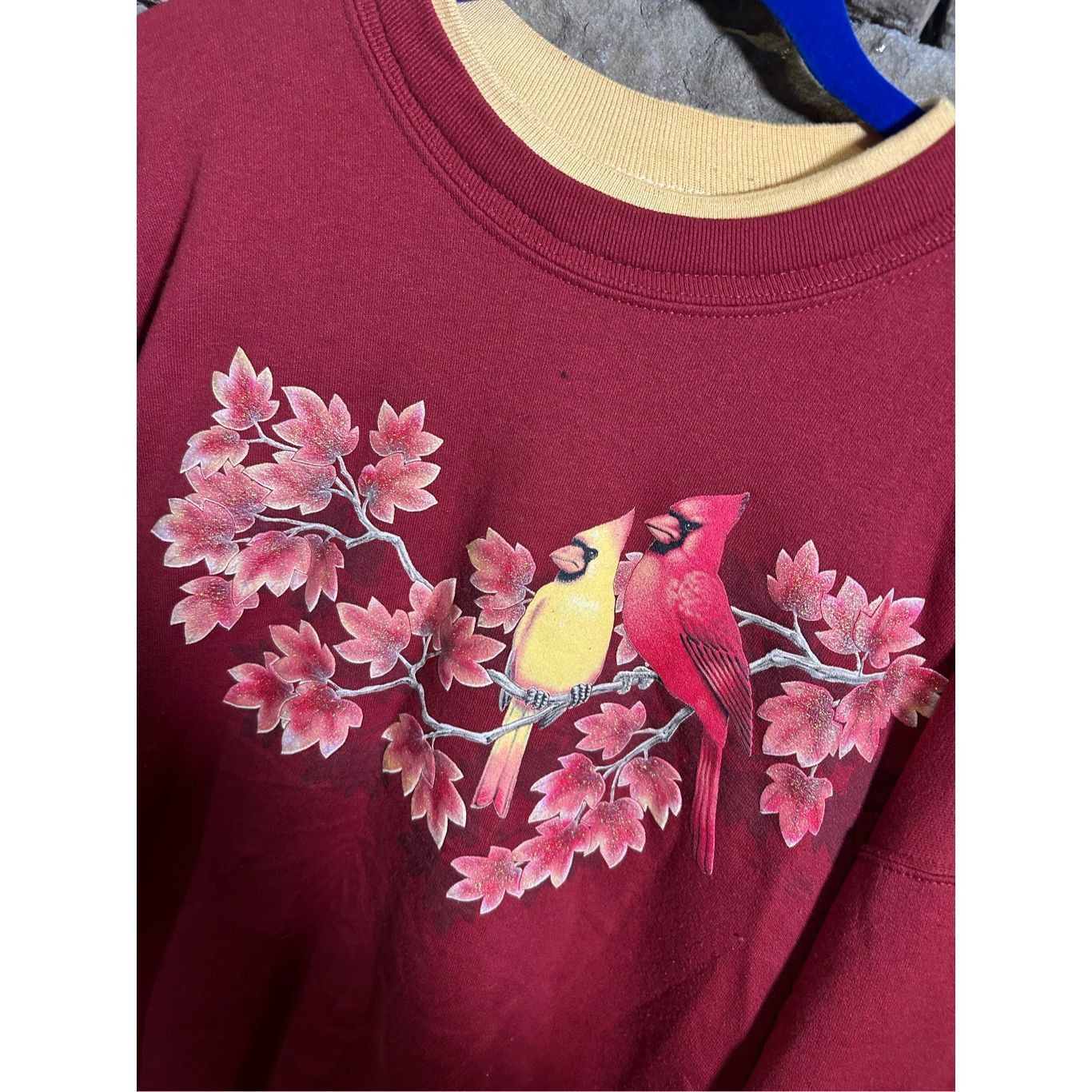 Vintage Vintage 1990s Women’s Bird Red yellow Nature Beautiful Crewneck Sweater Size XL / US 12-14 / IT 48-50 - 2 Thumbnail