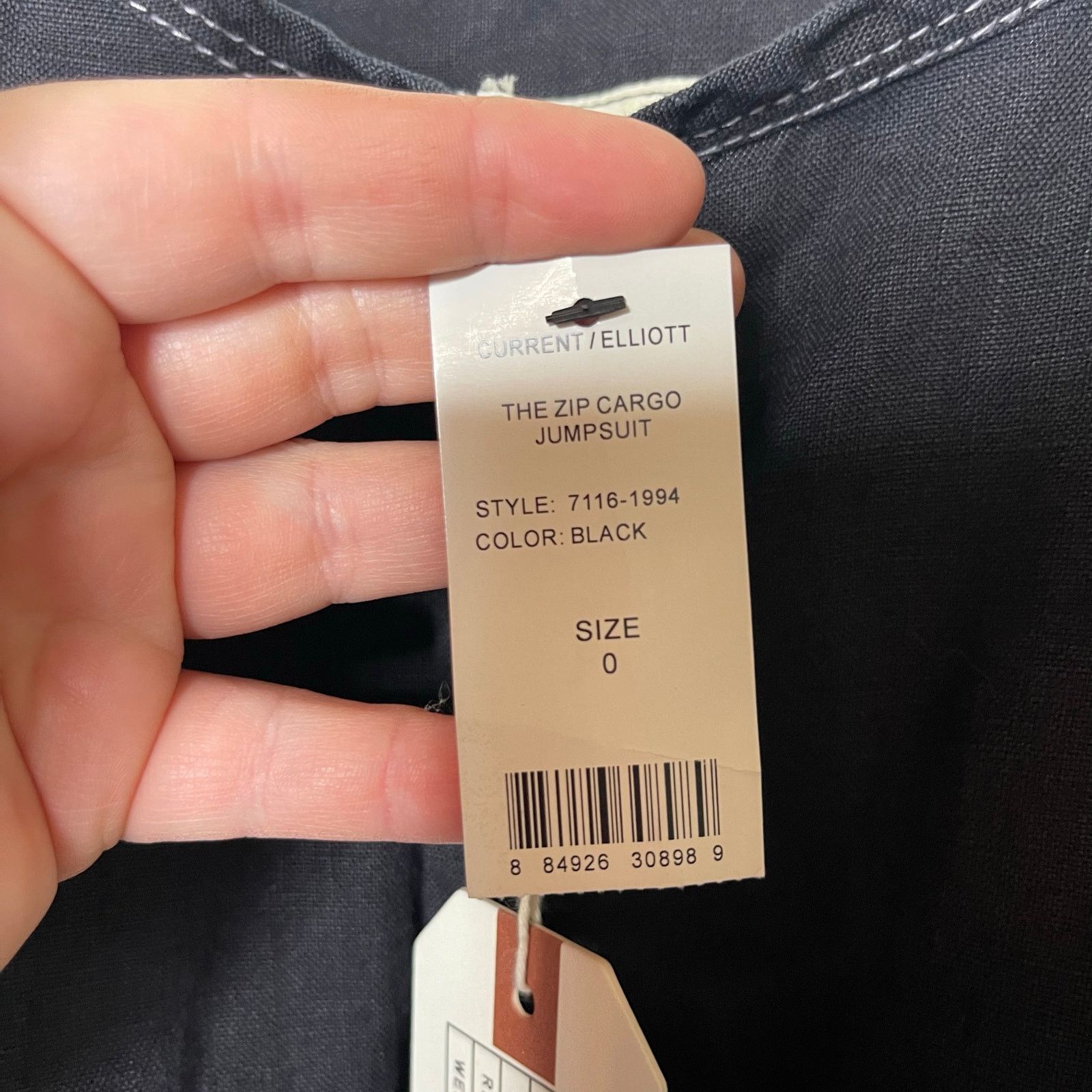 Current/Elliot Current/Elliott Zip Cargo Crop 100% Linen Jumpsuit in Black Size 24" / US 00 / IT 34 - 10 Thumbnail