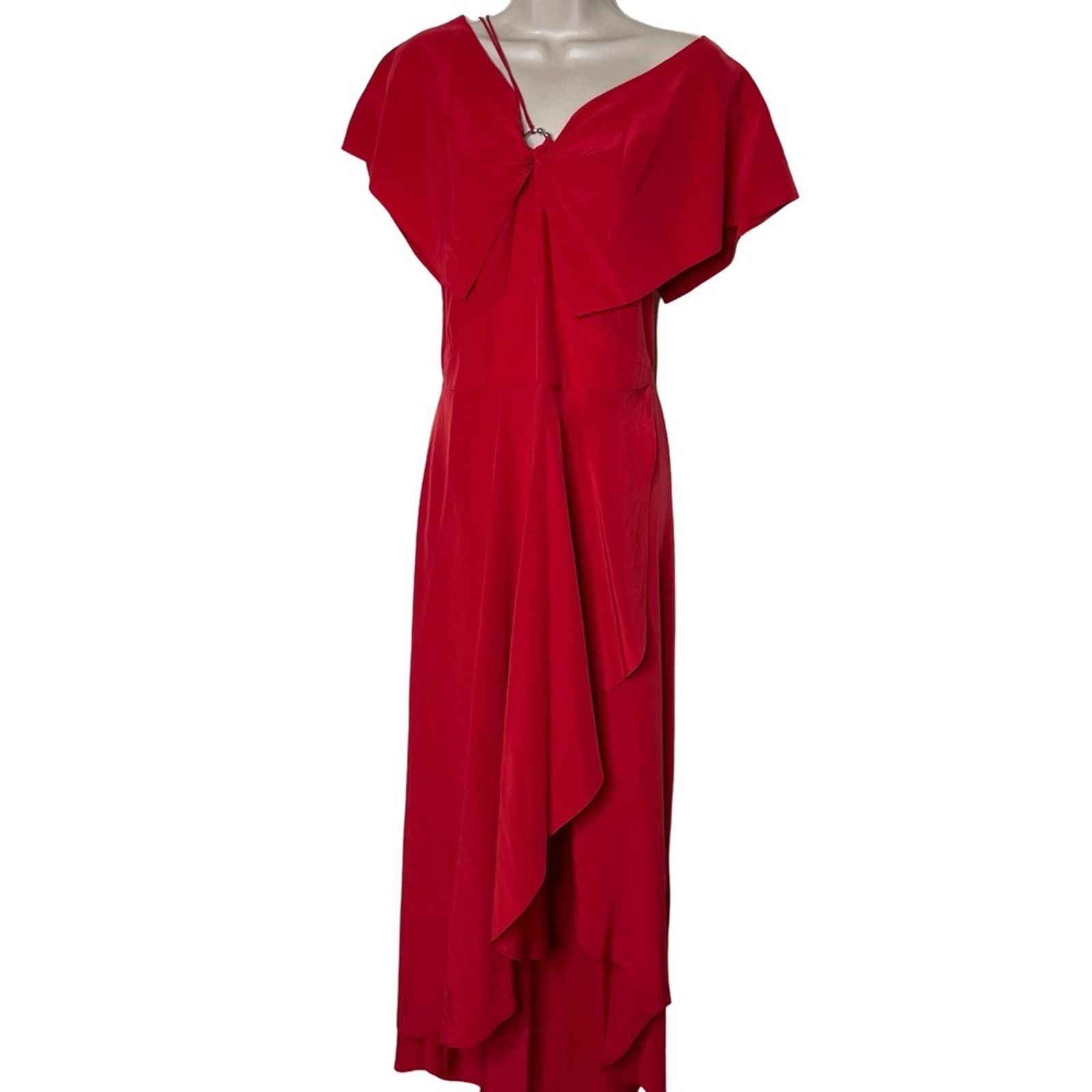 Yigal Azrouel Yigal Azrouel Red Cold Shoulder Maxi Dress sz 8 Size M / US 6-8 / IT 42-44 - 3 Thumbnail