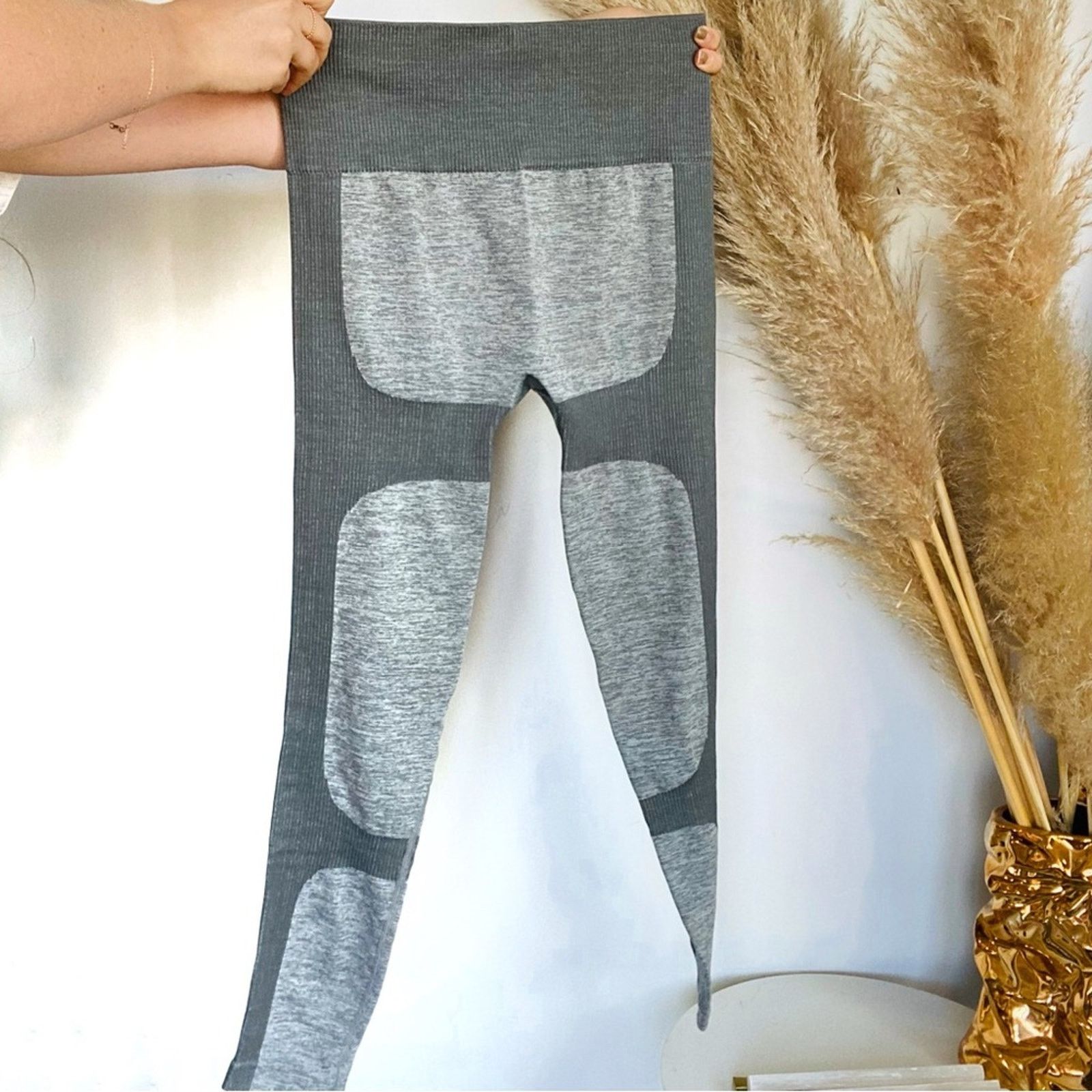 Nordstrom NEW Light Dark Grey Colorblock Stripe Knit High Rise Legging Size 26" / US 2 / IT 38 - 11 Thumbnail