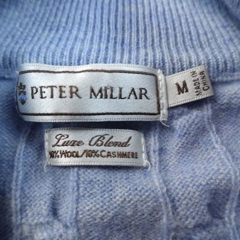 Peter Millar VINTAGE Peter Millar Sweater Mens M Blue Wool Cashmere Cable Knit 1/4 Zip Pullover Golf Size US M / EU 48-50 / 2 - 5 Thumbnail