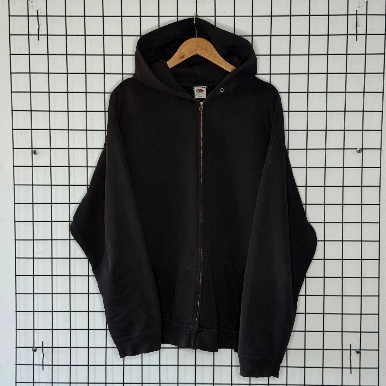 Fruit Of The Loom Fotl BLANK Hoodie Zip Up Faded Thrashed Size US XXL / EU 58 / 5 - 1 Thumbnail