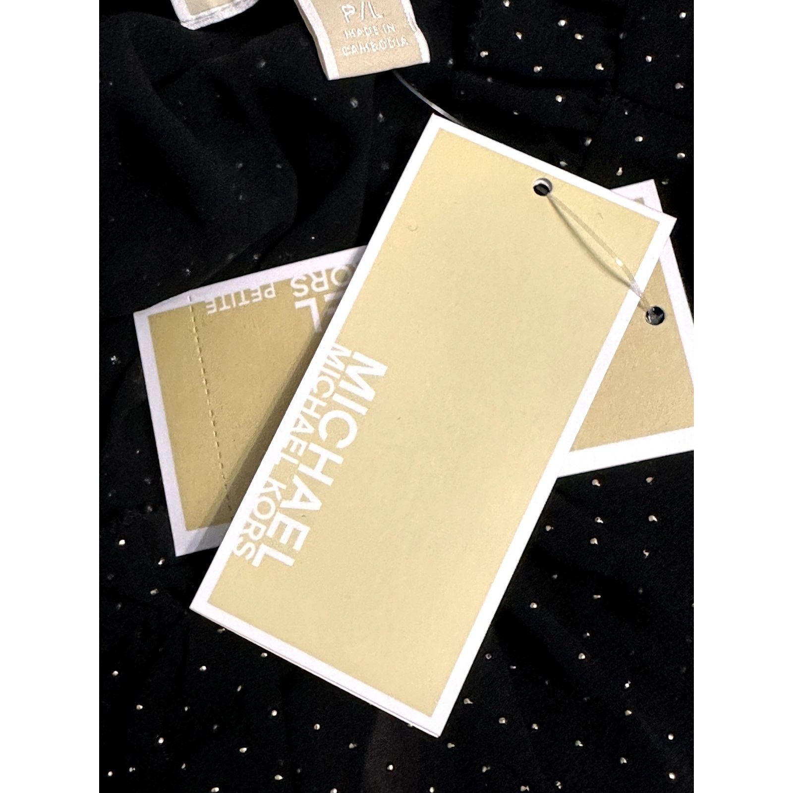 Michael Kors Michael Kors The Dewdrop Chiffon Sleeveless Top BlackGold PL Size L / US 10 / IT 46 - 8 Thumbnail