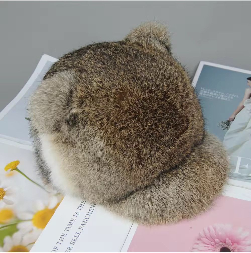 Japanese Brand Aesthetic Rabbit Fur Hat Unisex Size ONE SIZE - 4 Thumbnail
