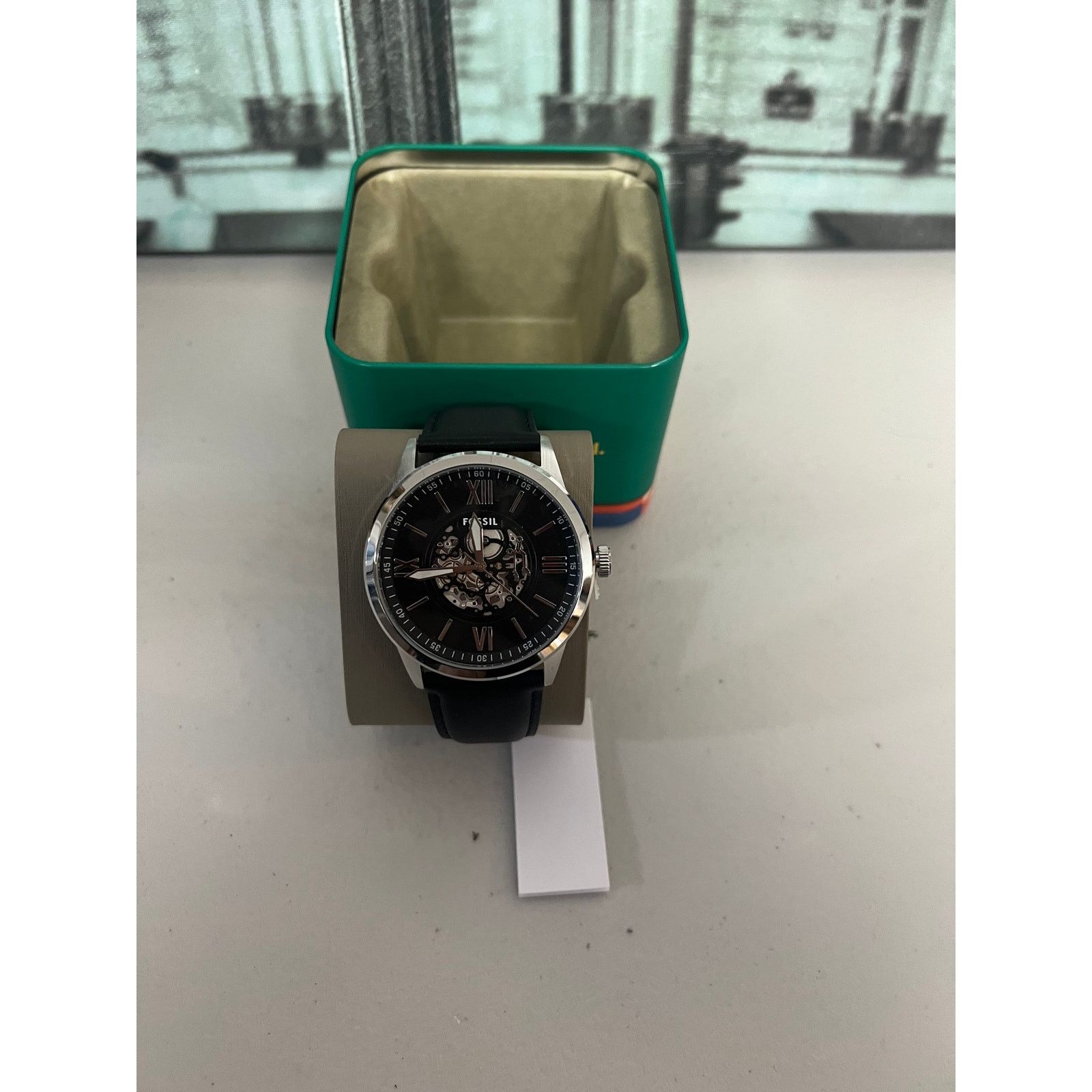 Fossil BQM7127 Flynn Black Leather Skeleton Men\ display picture 1