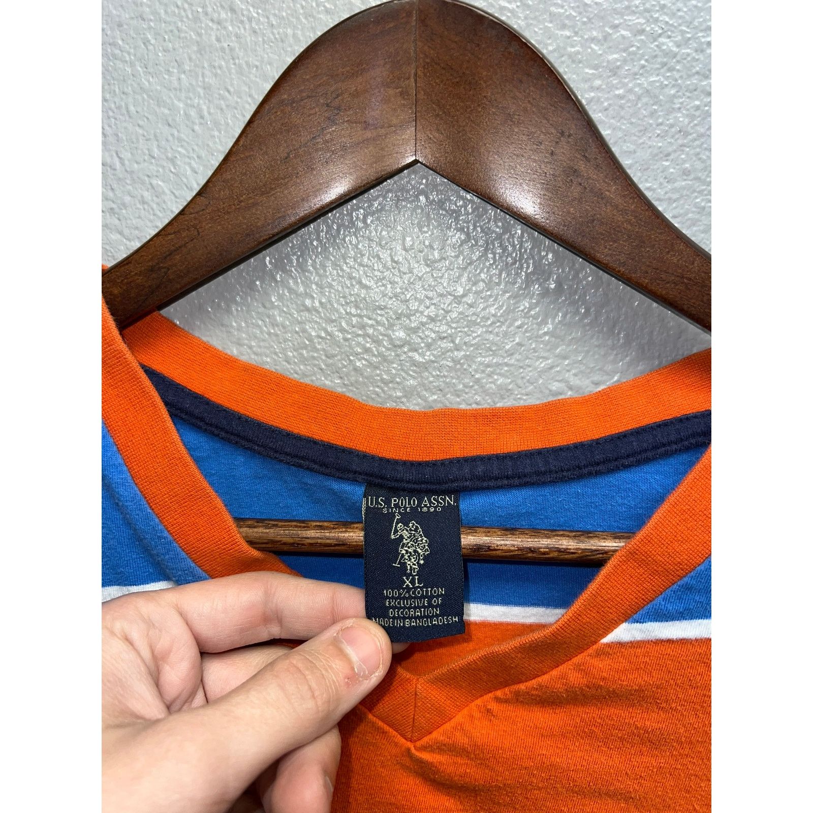 U.S. Polo Assn. Us Polo Assn Shirt Striped Orange Blue Tee Large Size US L / EU 52-54 / 3 - 5 Thumbnail