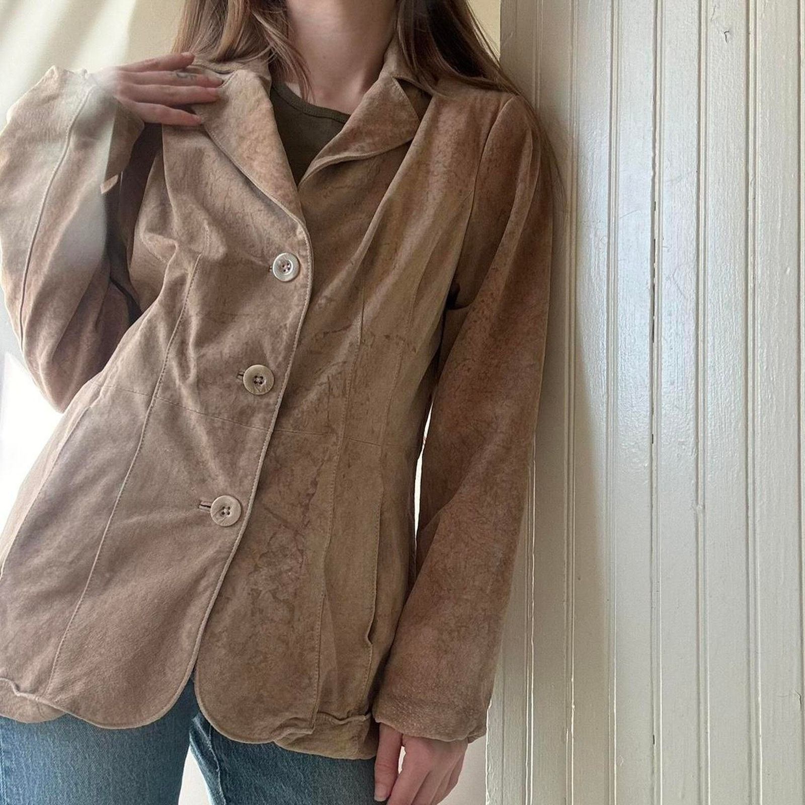 Preston & York Vintage Preston & York Tan Suede Leather Jacket Medium Y2K Size M / US 6-8 / IT 42-44 - 2 Thumbnail