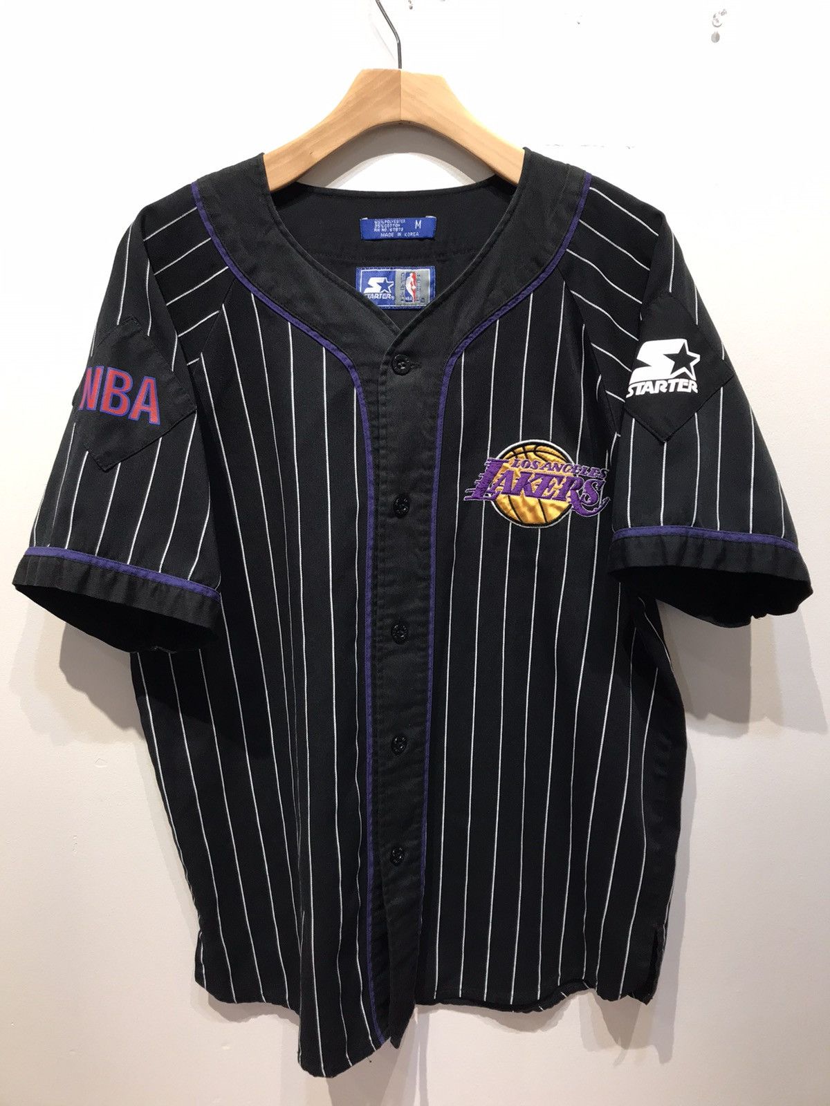 image of Mlb x Starter 90's Vintage Retro Los Angles La Lakers Nba Starter Jersey in Black, Men's (Size Larg