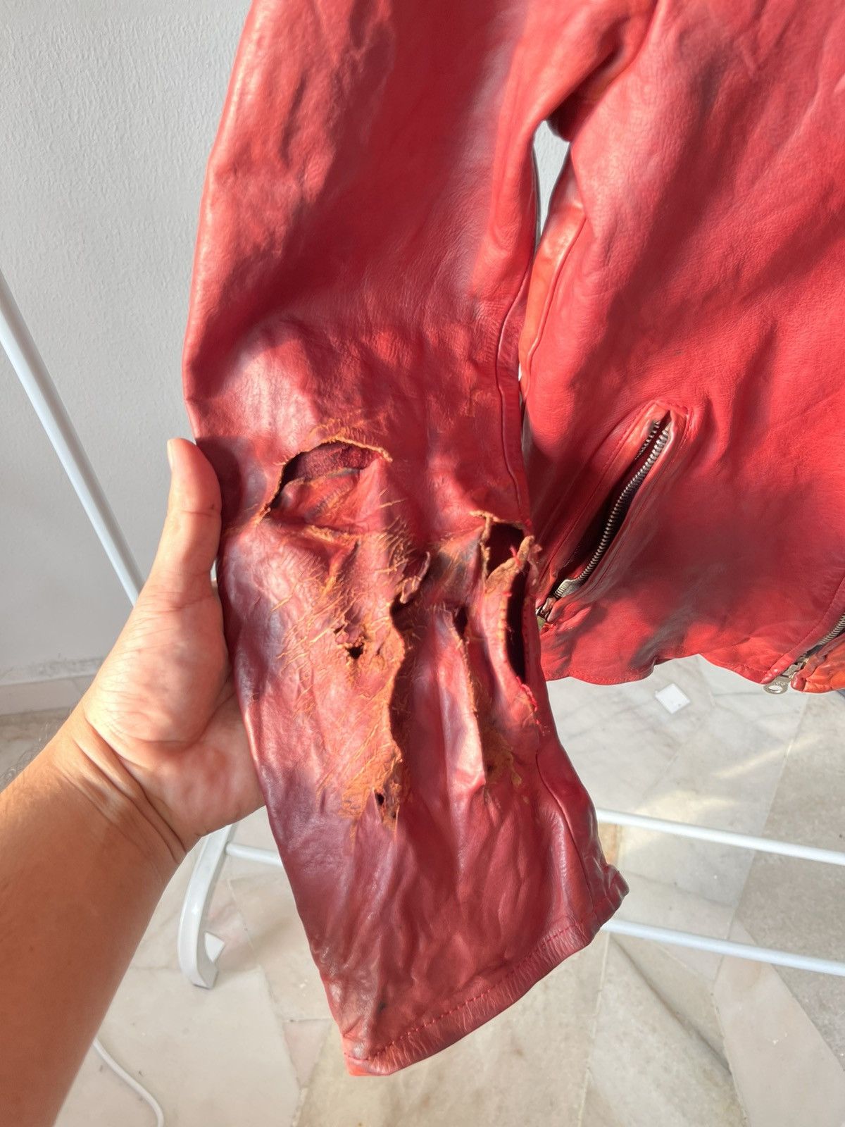 Isamu Katayama Backlash Isamu Katayama Backlash Red Leather Biker Jacket Size US XS / EU 42 / 0 - 14 Thumbnail