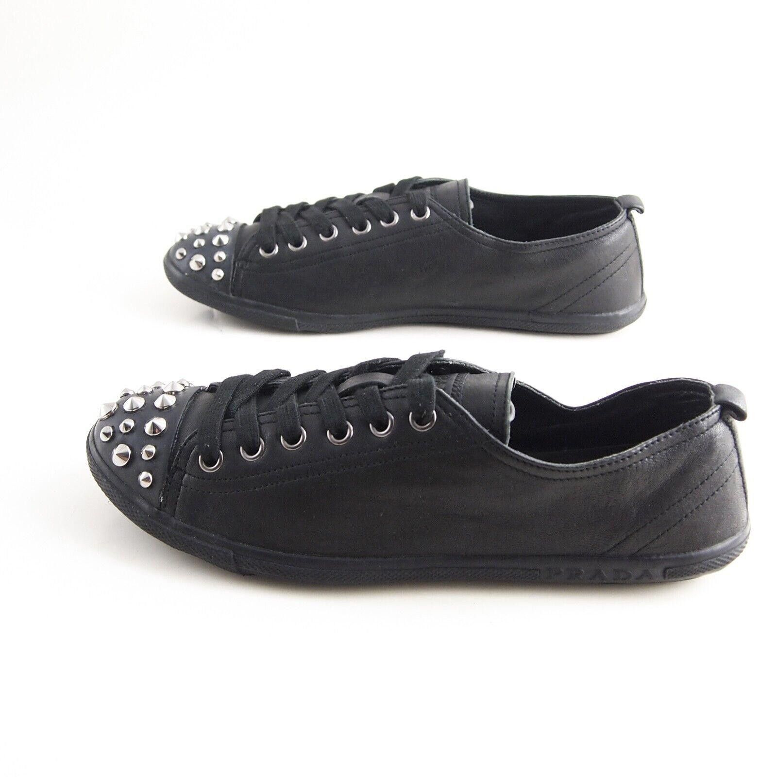 Prada Prada Studded Low Top Sneakers Black EU 38 US 8 Size US 8 / IT 38 - 6 Thumbnail