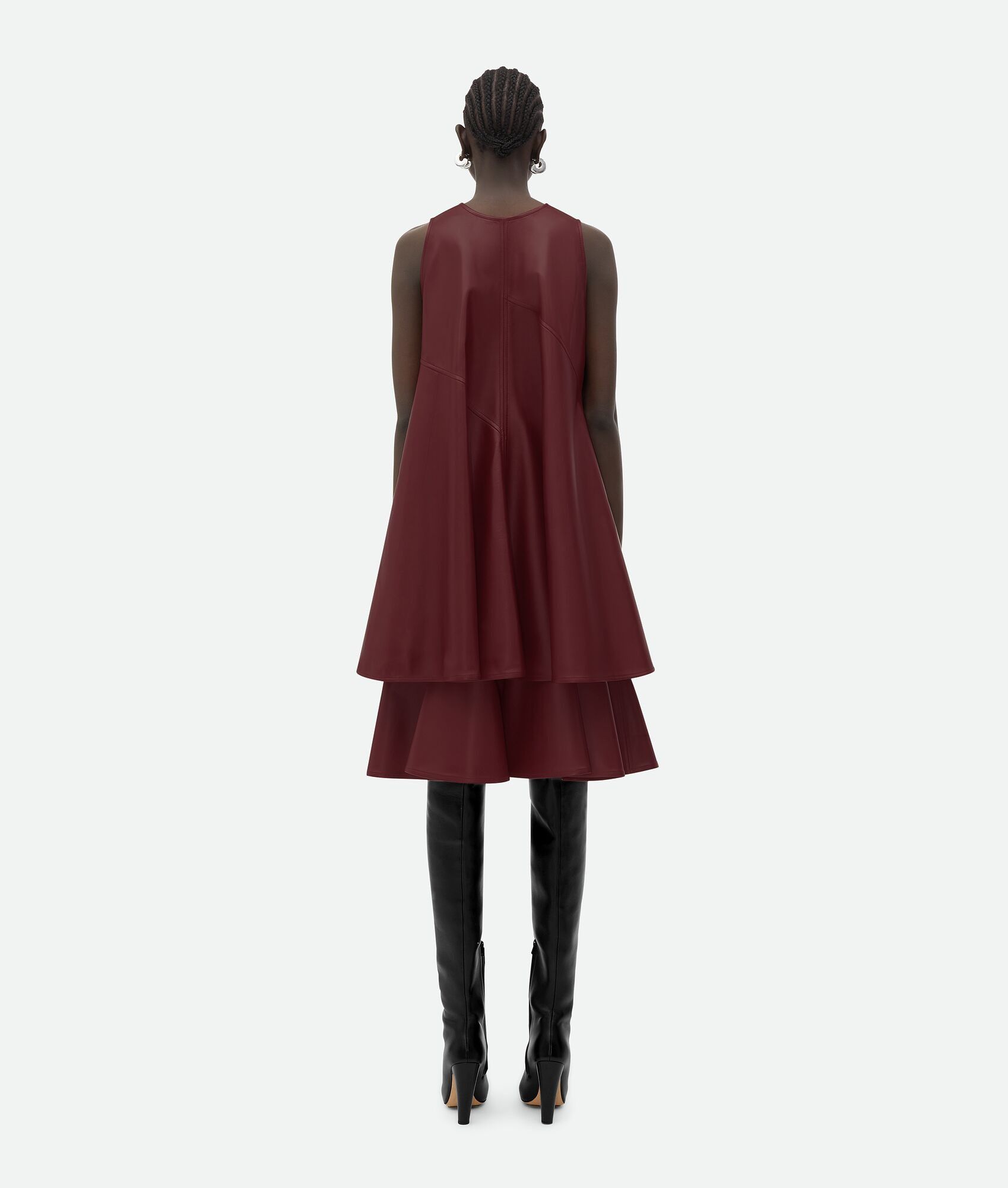 Bottega Veneta o1n1vont1224 Leather A-Line Dress in Pomegranate Size XS / US 0-2 / IT 36-38 - 3 Thumbnail