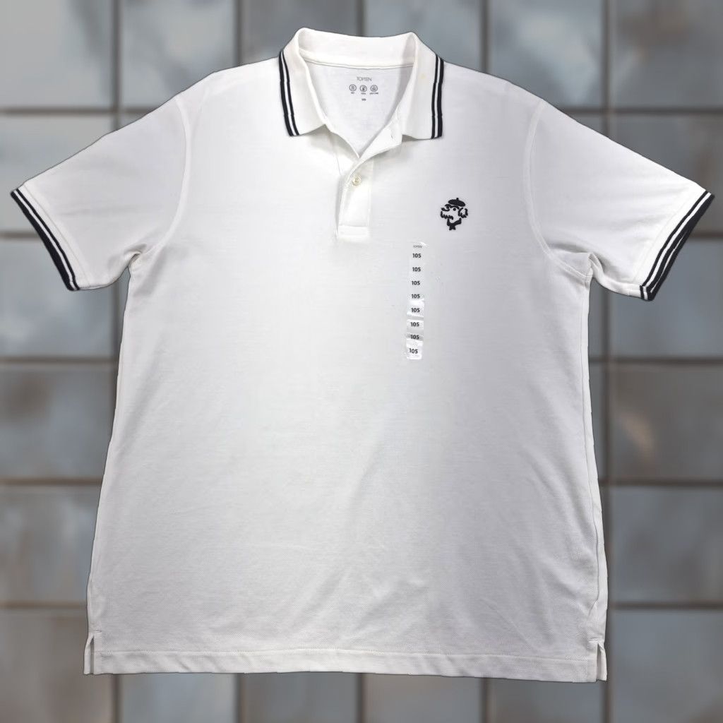 Vintage TOPTEN Polo Golf Shirt Mens Large White Tipped Collar Easy Care Tagless Casual Size US L / EU 52-54 / 3 - 1 Thumbnail