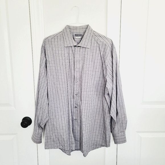 Van Heusen Flex Regular Fit Plaid Long Slv Button-Up Shirt Sz 18/34-35 Size US XXL / EU 58 / 5 - 2 Thumbnail