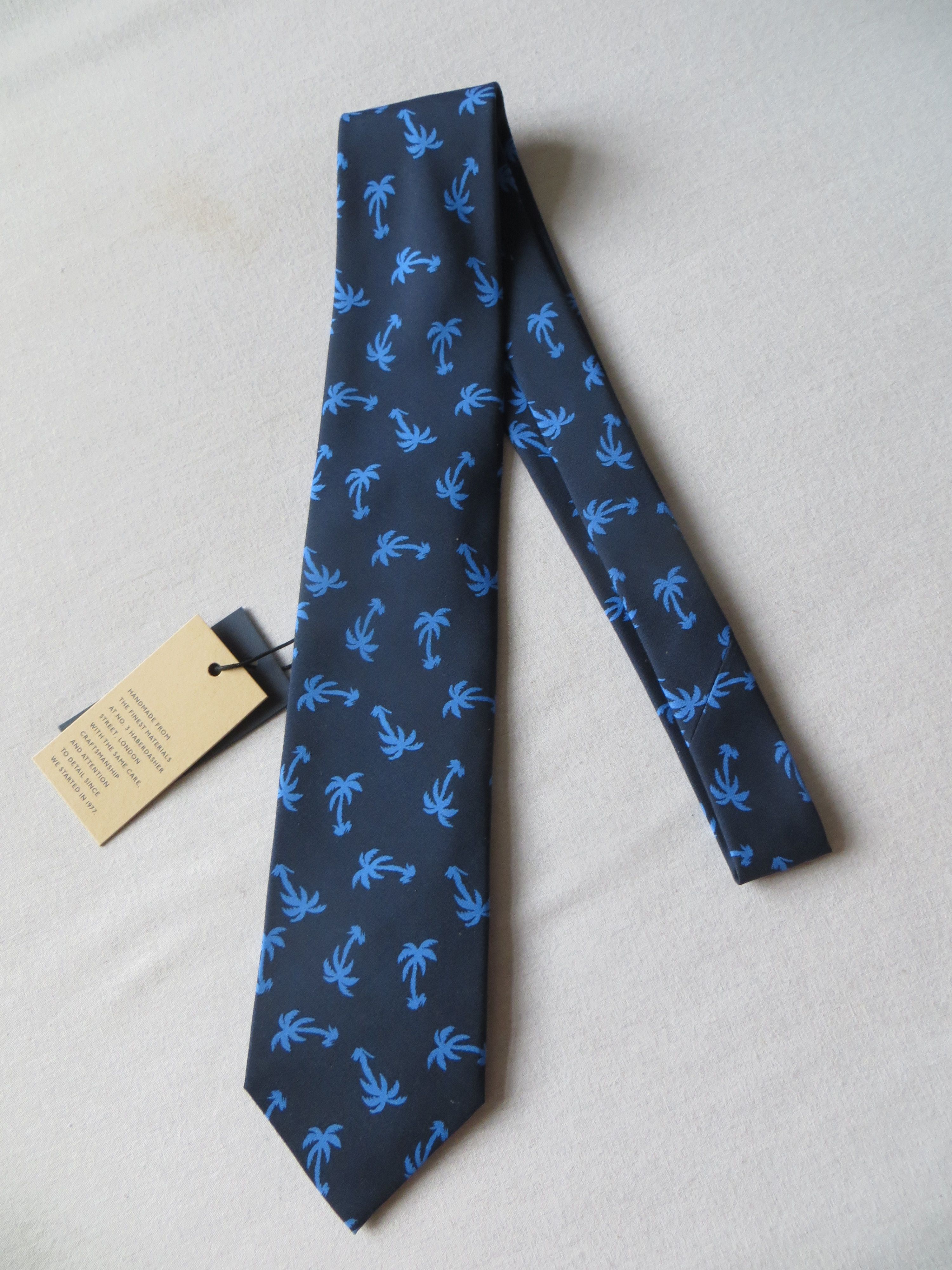 Drake's BLUE PALM TREE SILK TIE Size ONE SIZE - 2 Thumbnail