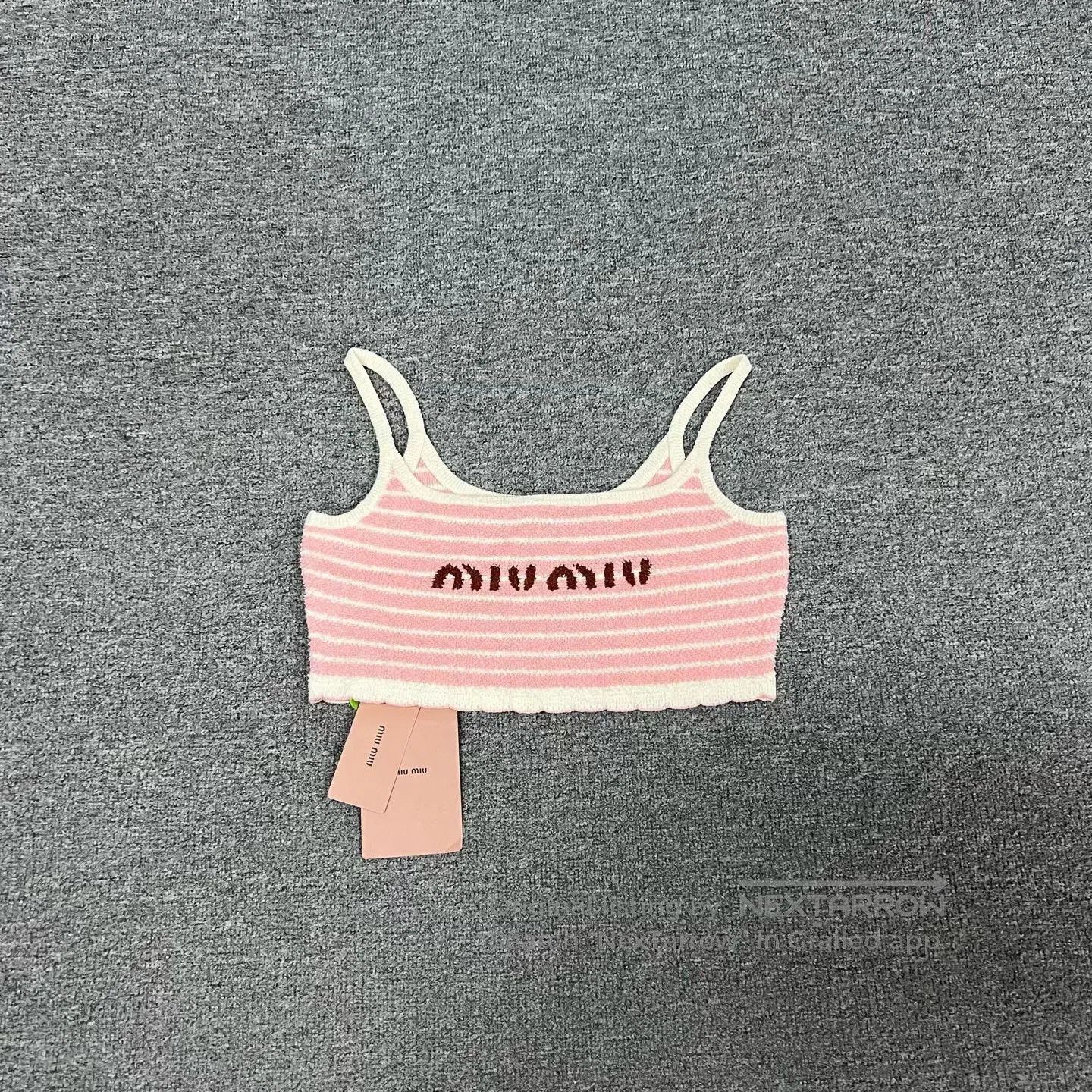 Miu Miu Miu Miu New Large Logo Pink Stripe Camisole. Size S / US 4 / IT 40 - 2 Thumbnail