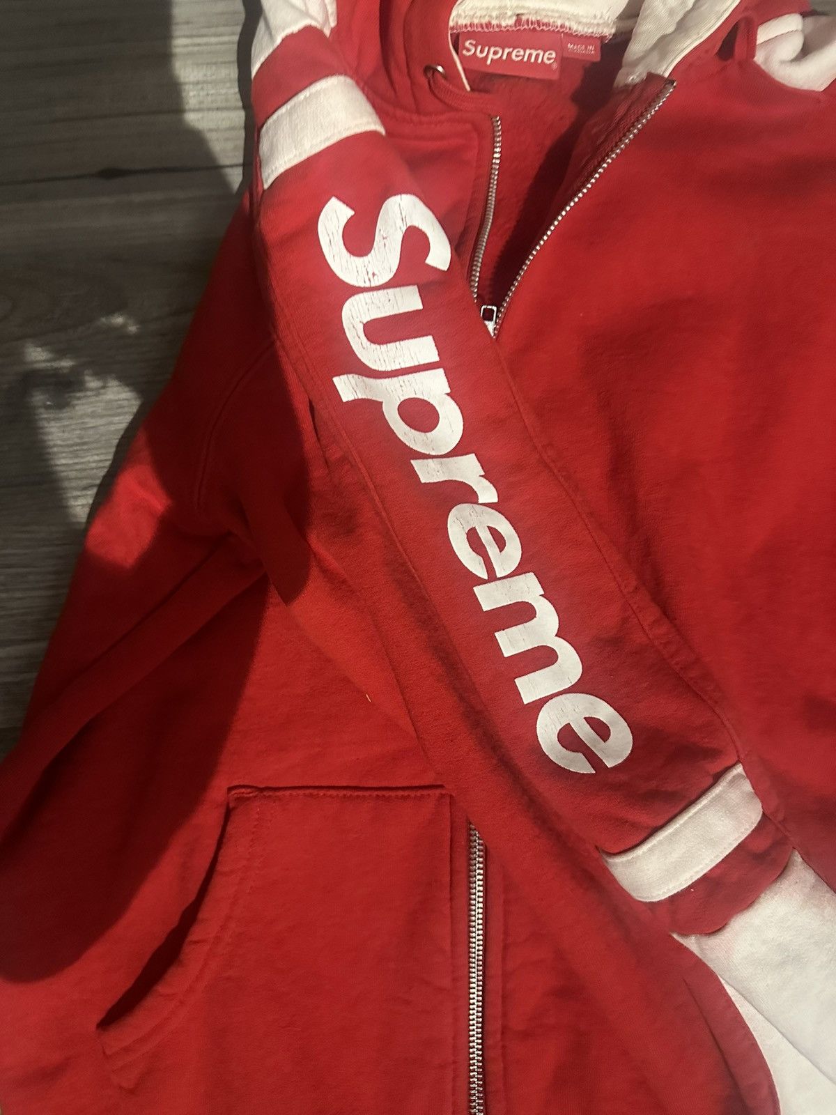 Supreme Supreme Large Logo Sleeve Zip Up Hoodie Size US M / EU 48-50 / 2 - 3 Thumbnail