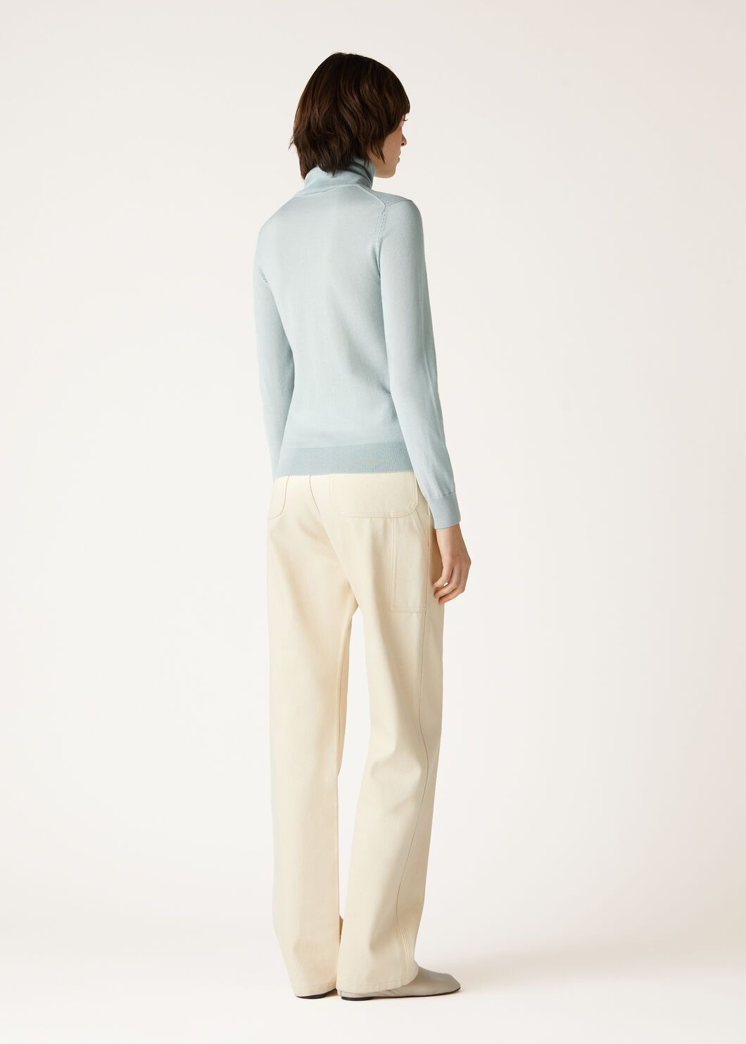 Loro Piana o1w1db10825 FAM9382 Neo Piuma Turtleneck Sweater Light Blue Size L / US 10 / IT 46 - 5 Thumbnail