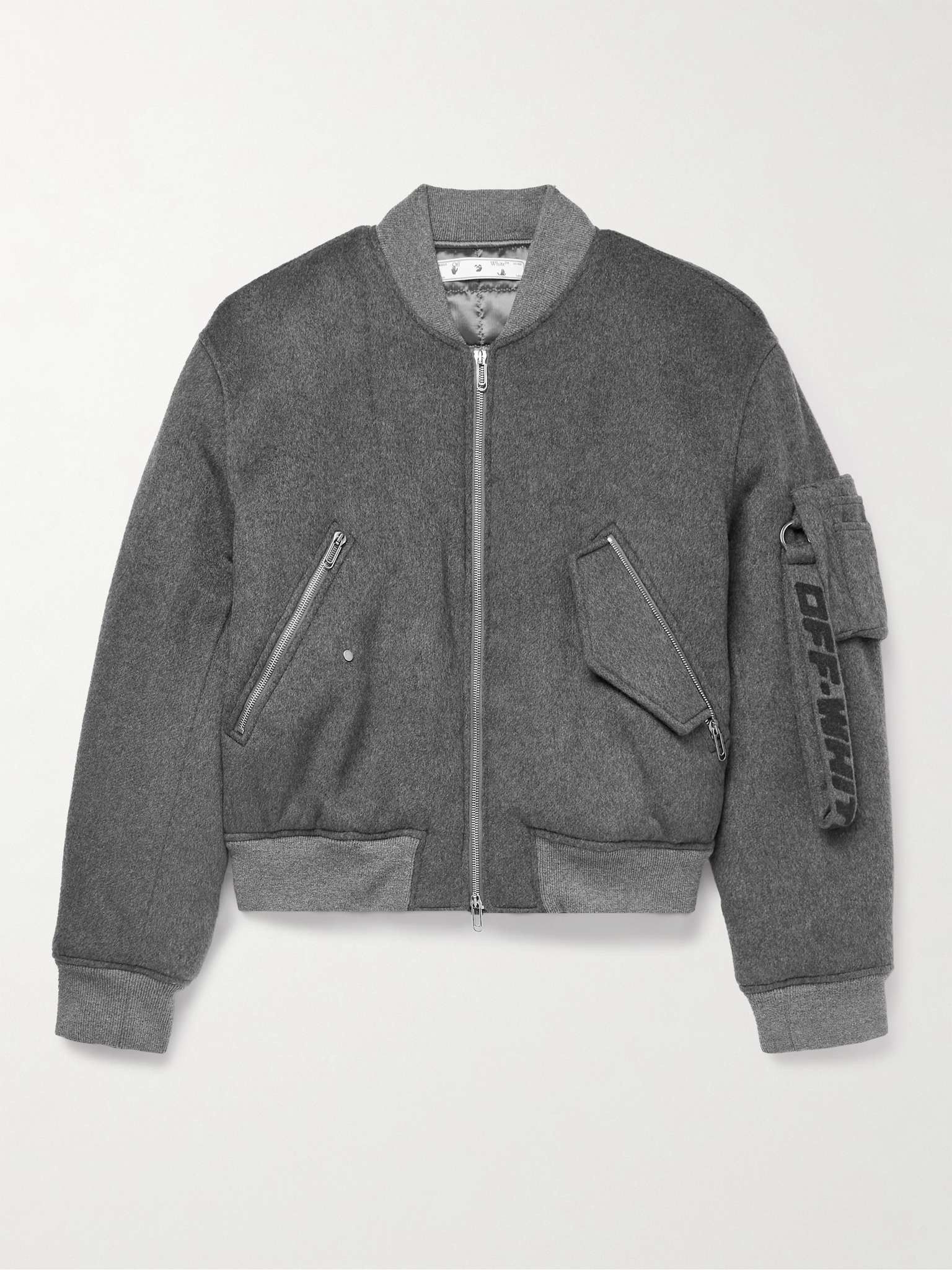Off-White o1gr1nt0125 Quote Cashmere Bomber Jacket in Grey Size US S / EU 44-46 / 1 - 1 Thumbnail