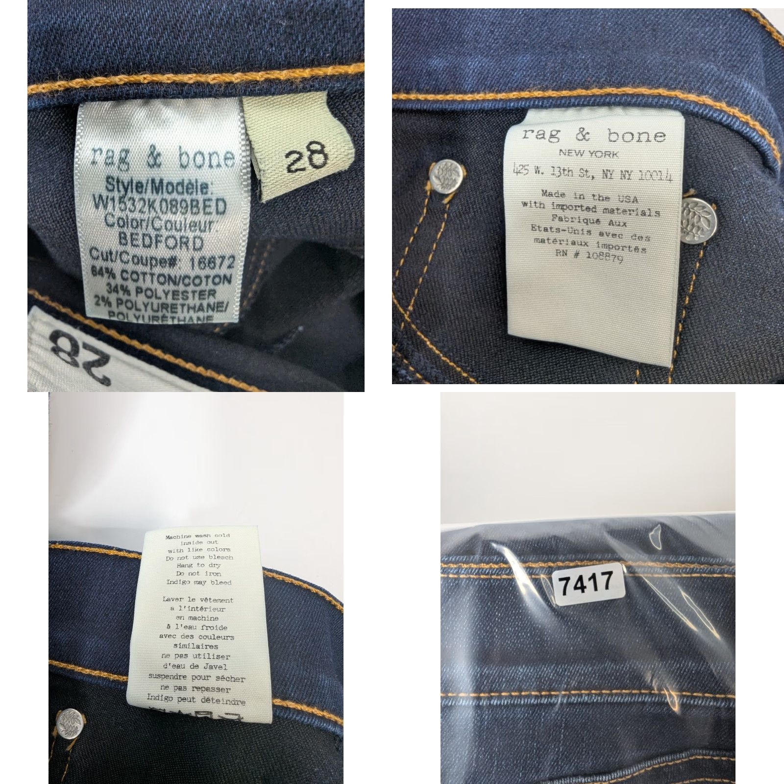 Rag & Bone rag & bone Jeans Blue Denim High Rise Skinny 28 Womens Class Regular Stretch Dark Wash 5-Pocket Bohemian City Festival Modern Size 28" / US 6 / IT 42 - 9 Thumbnail