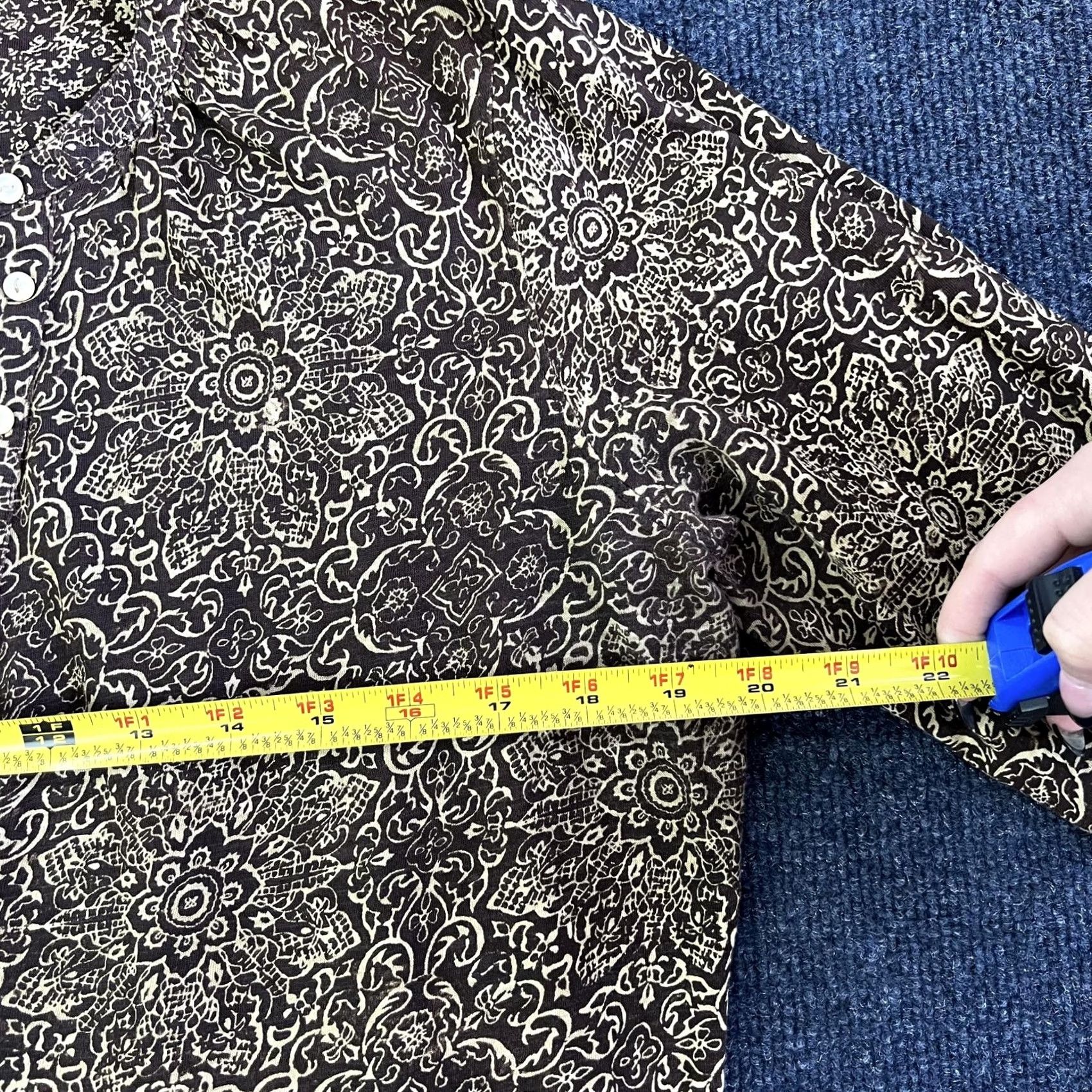 Lucky Brand Y2K John Robshaw Lucky Brand Shirt Womens Large Brown Boho Floral Print Tunic Size L / US 10 / IT 46 - 6 Thumbnail