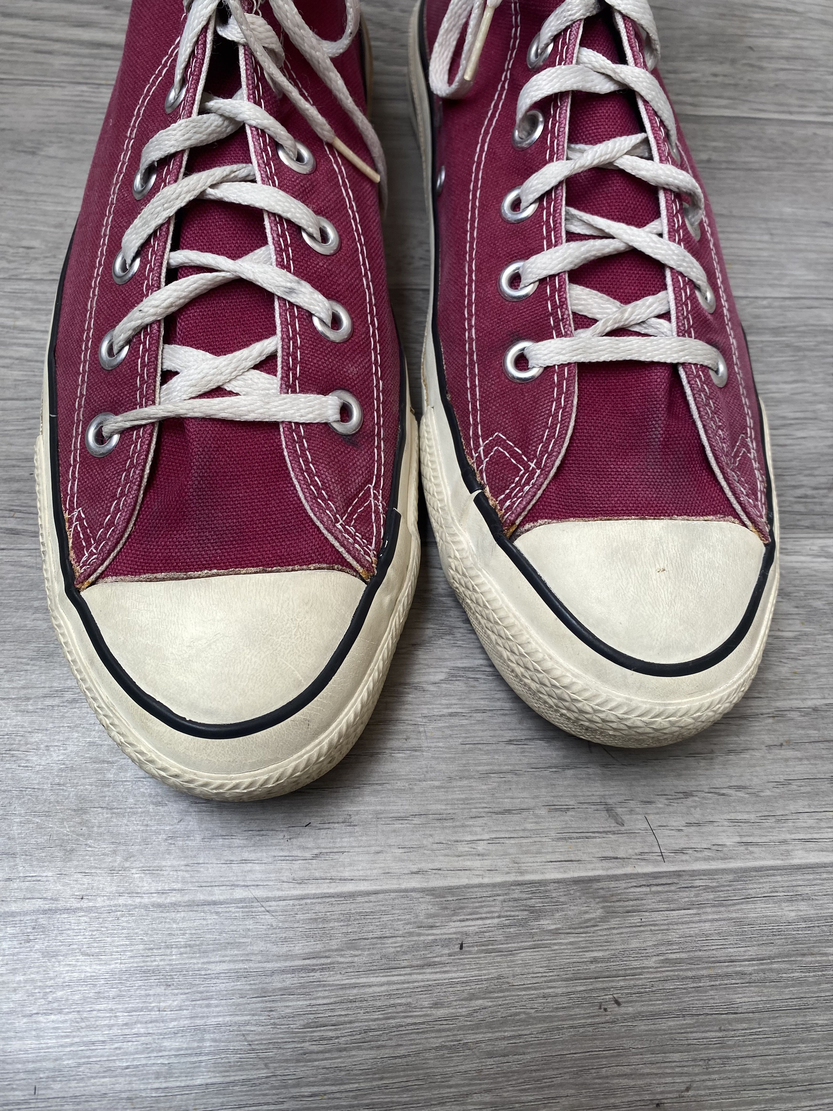 Converse Vintage 90's converse canvas hi-top maroon sneakers Size US 10.5 / EU 43-44 - 8 Thumbnail