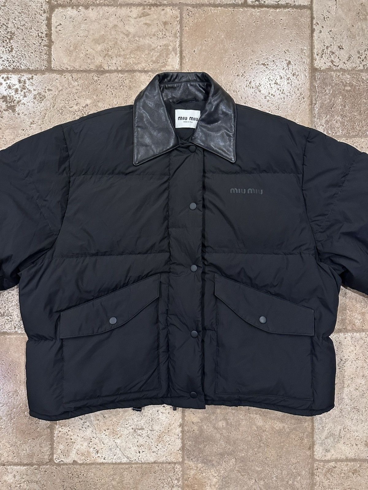 Miu Miu Miu Miu Technical Ponge Cropped Down Puffer Padded Jacket Size US L / EU 52-54 / 3 - 3 Thumbnail