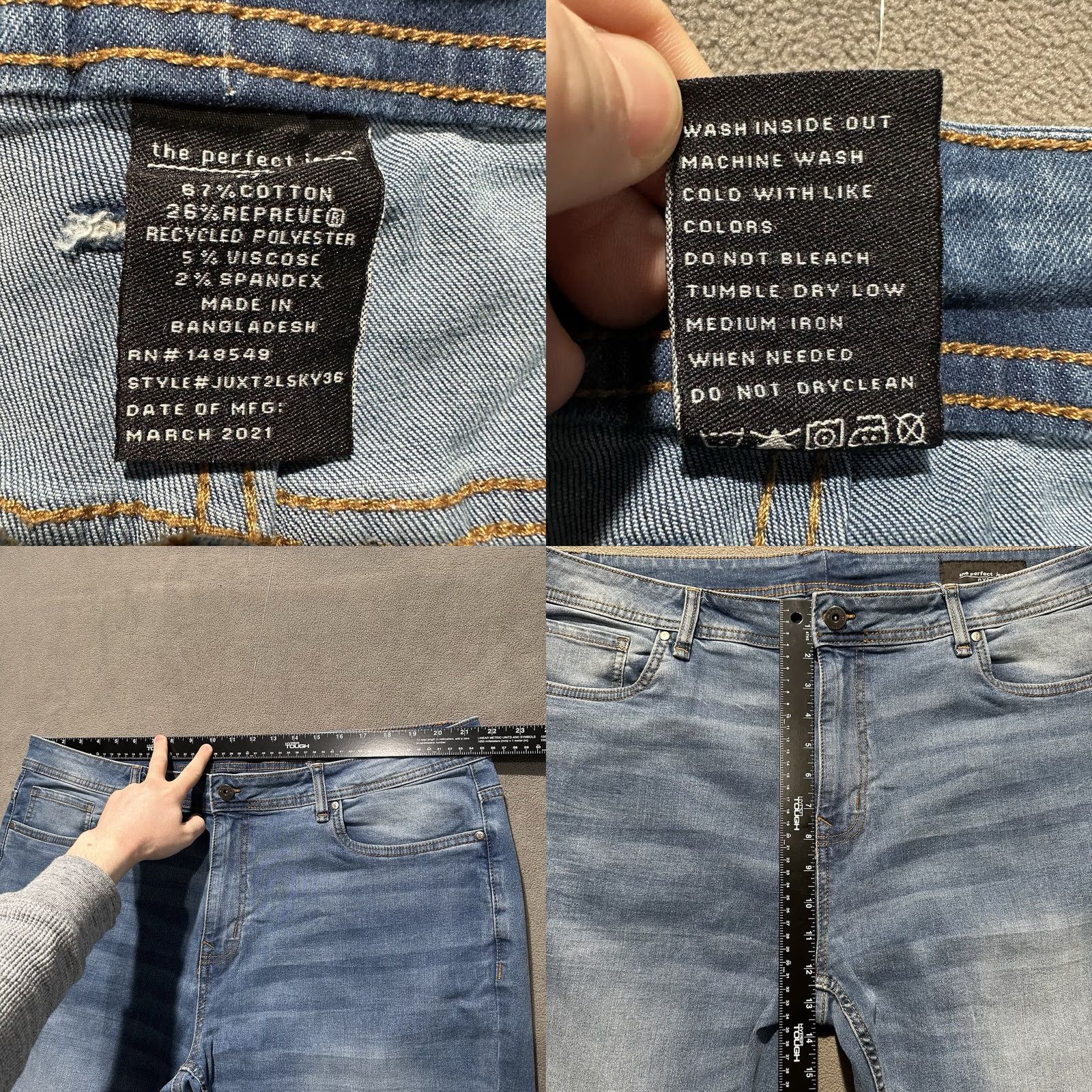 Denime The Perfect Jean NYC Jeans Men 42x36 Blue Skinny Fit Stretch Denim EUC Size US 42 / EU 58 - 8 Thumbnail