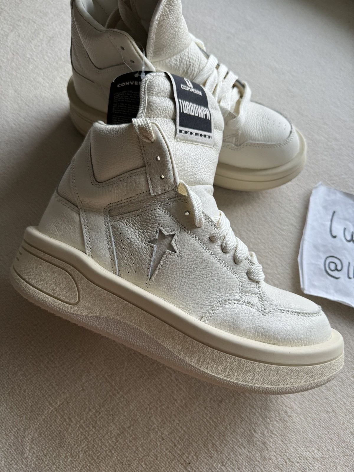 Converse × Rick Owens Drkshdw NEW | TURBOWPN DRKSHDW X CONVERSE WOMENS WHITE/MILK Size US 10 / IT 40 - 2 Thumbnail