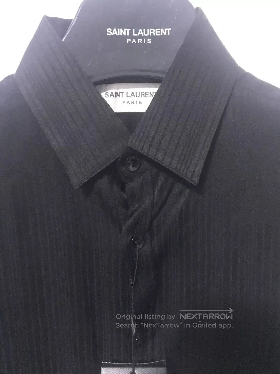 Saint Laurent Paris Saint Laurent Black Ribbed Silk Shirt. Size US M / EU 48-50 / 2 - 2 Thumbnail