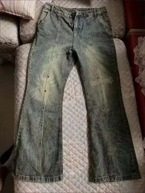 Designer × Japanese Brand washed jeans with print and flares Size US 30 / EU 46 - 3 Thumbnail