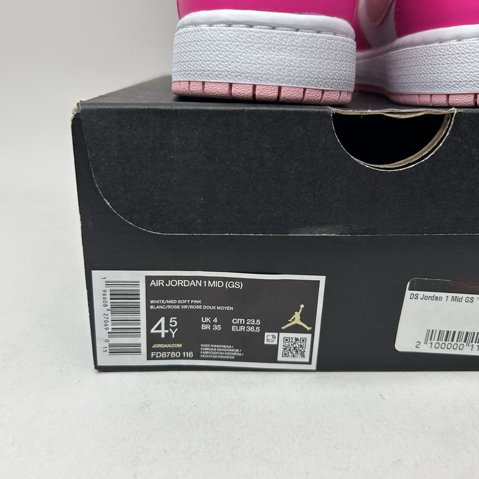 Nike Nike Air Jordan 1 Mid GS “Fierce Pink/Barbie” 2023 Size US 6 / IT 36 - 5 Thumbnail