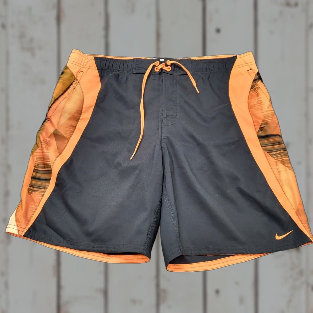 Nike Nike Swim Trunks Mens Size Medium Gray Orange Flames Board Shorts Skater Surfer Preppy Size US 31 - 1 Thumbnail